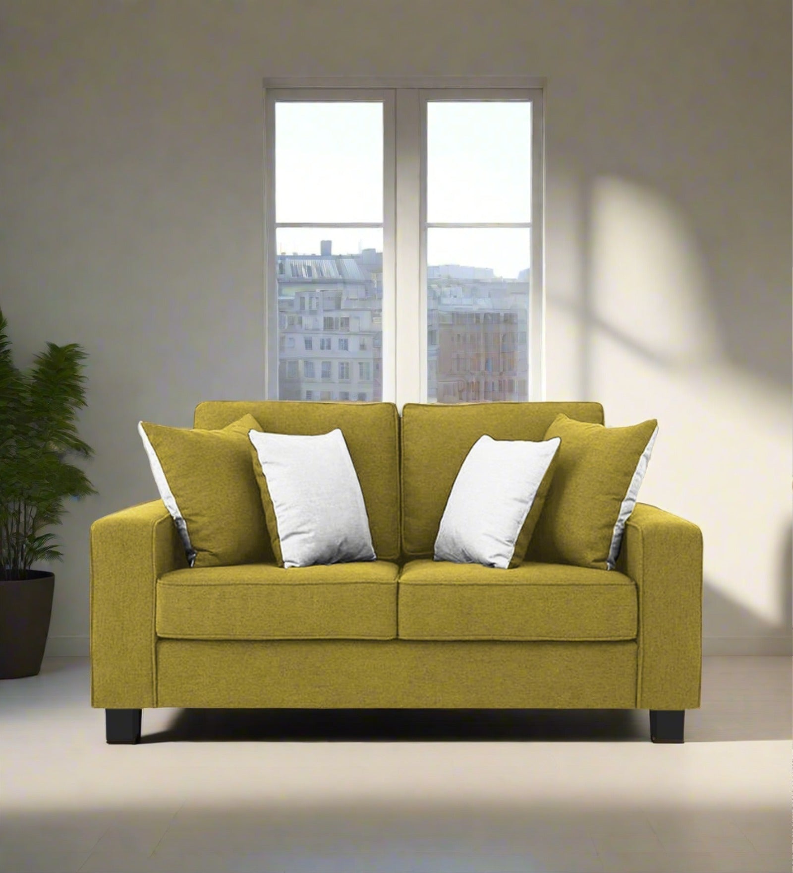 Ladybug Fabric 2 Seater Sofa In Parrot Green Colour - Febonic Living