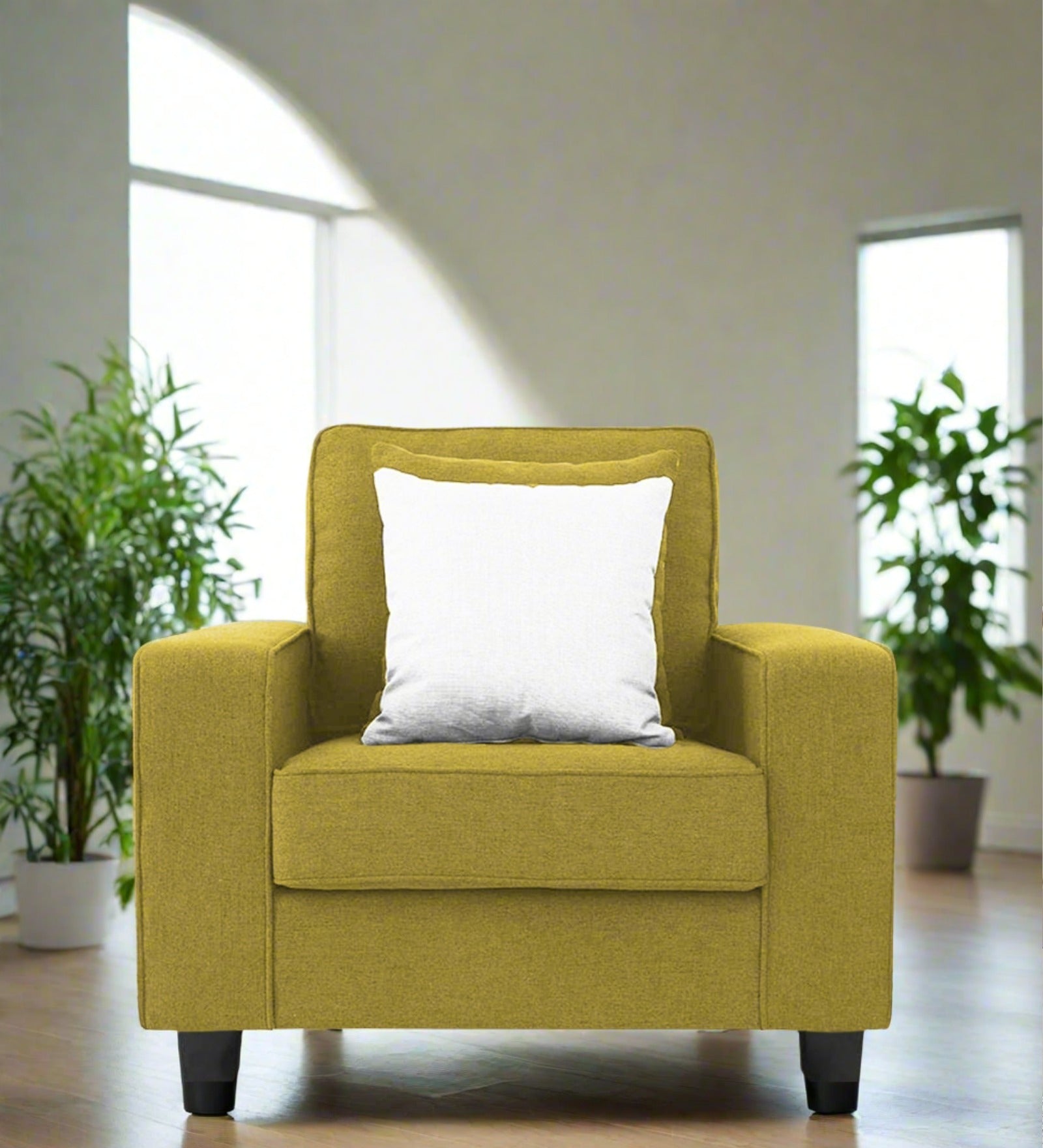 Ladybug Fabric 1 Seater Sofa In Parrot Green Colour - Febonic Living