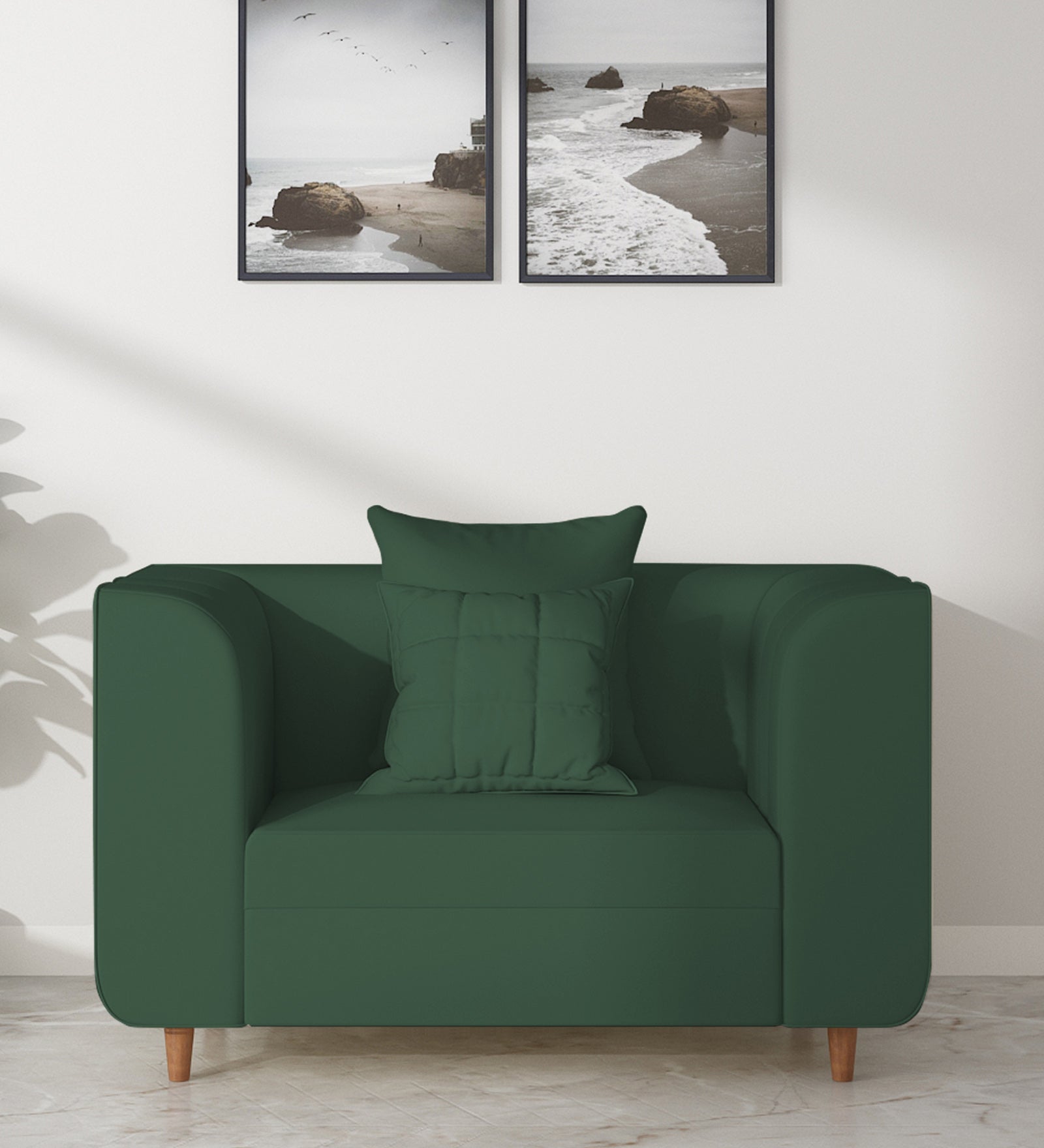 Sumo 1 Seater Velvet Sofa - Amazon Green by Febonic Living