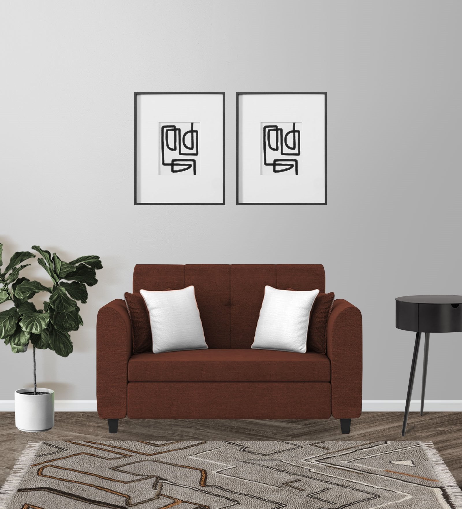 Denmark Fabric 2 Seater Sofa In Coffee Brown Colour - Febonic Living