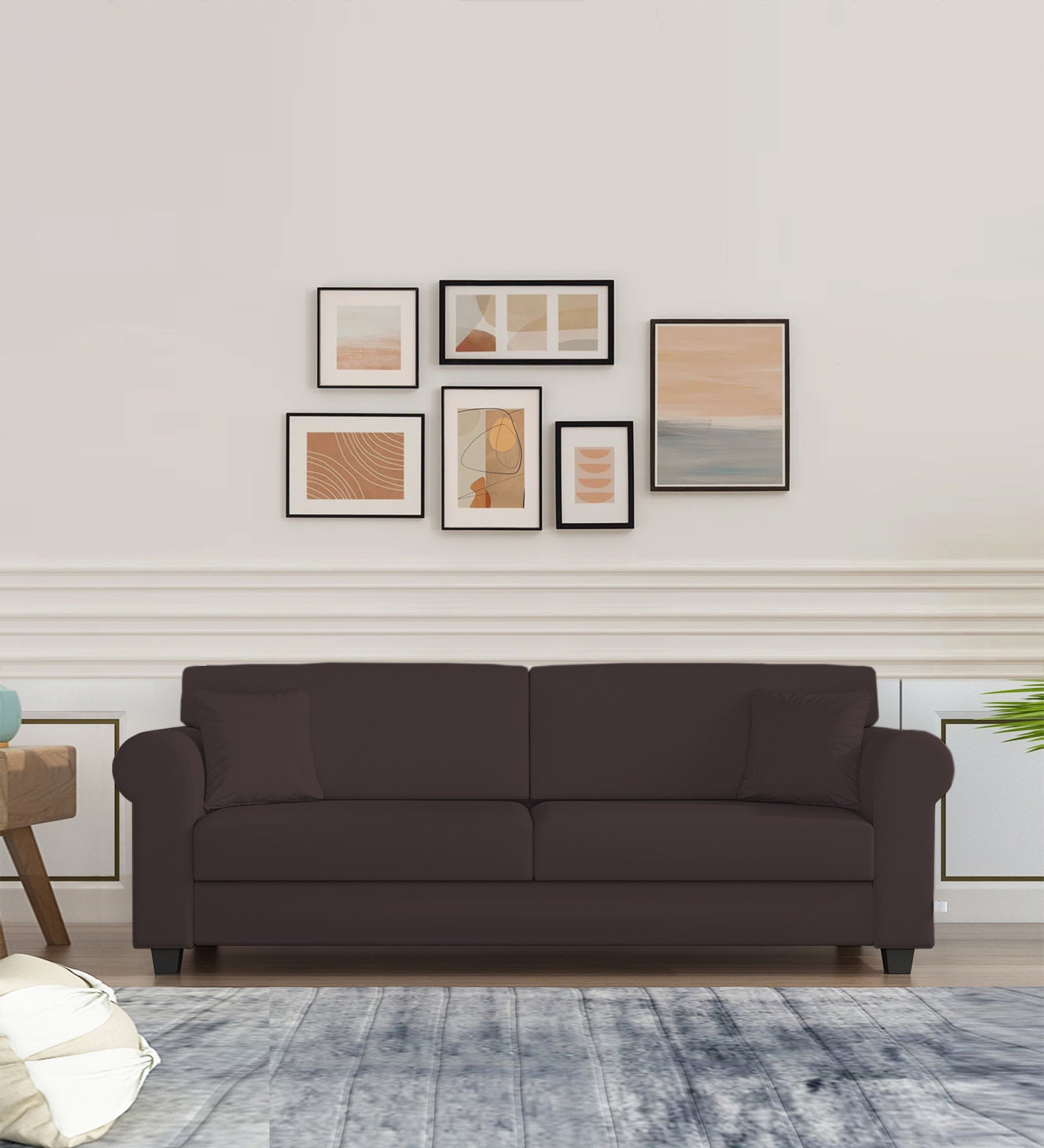 Numonk Velvet 3 Seater Sofa In Mocha Brown Colour - Febonic Living