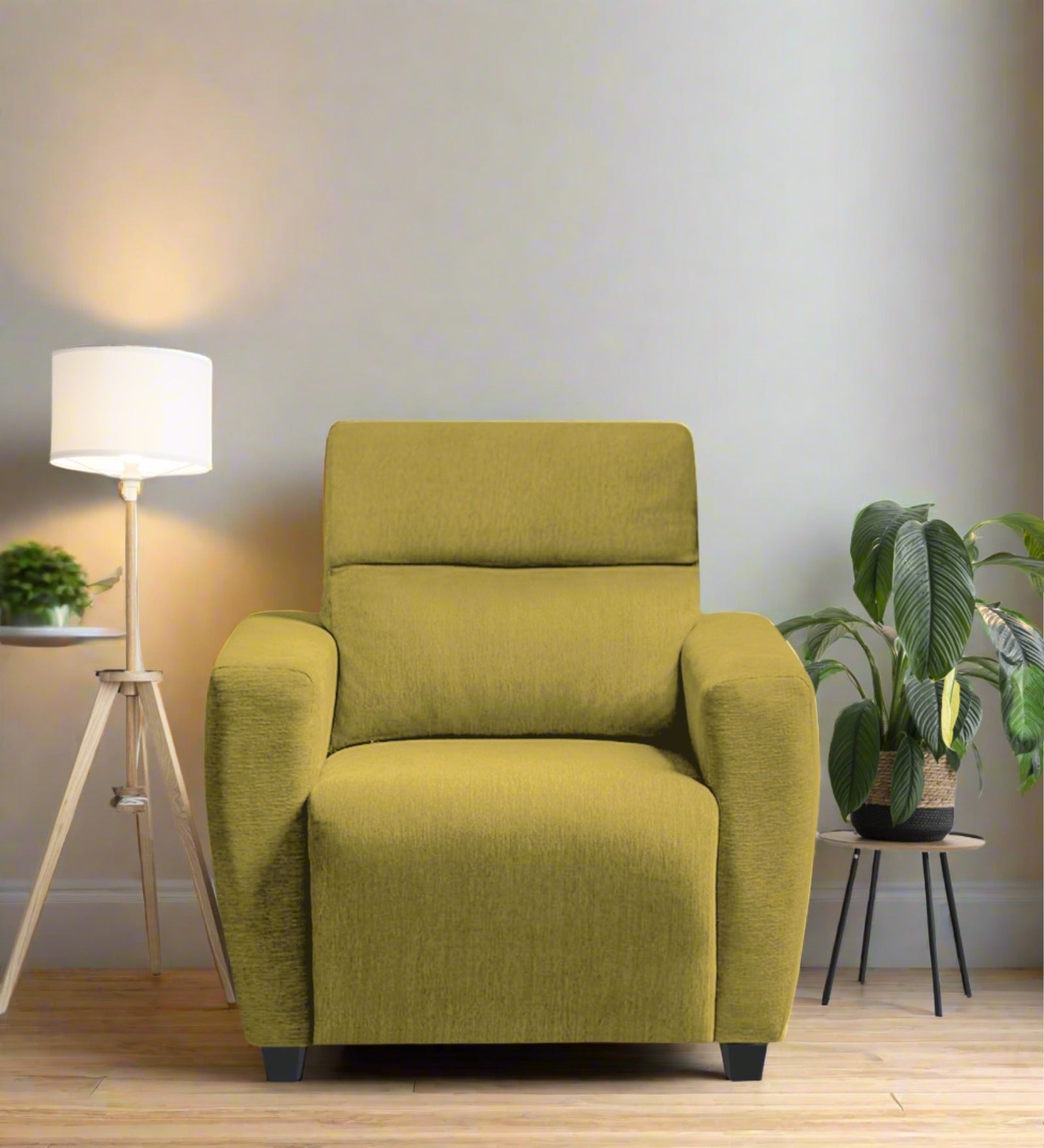 Bakadi Fabric 1 Seater Sofa In Parrot Green Colour - Febonic Living