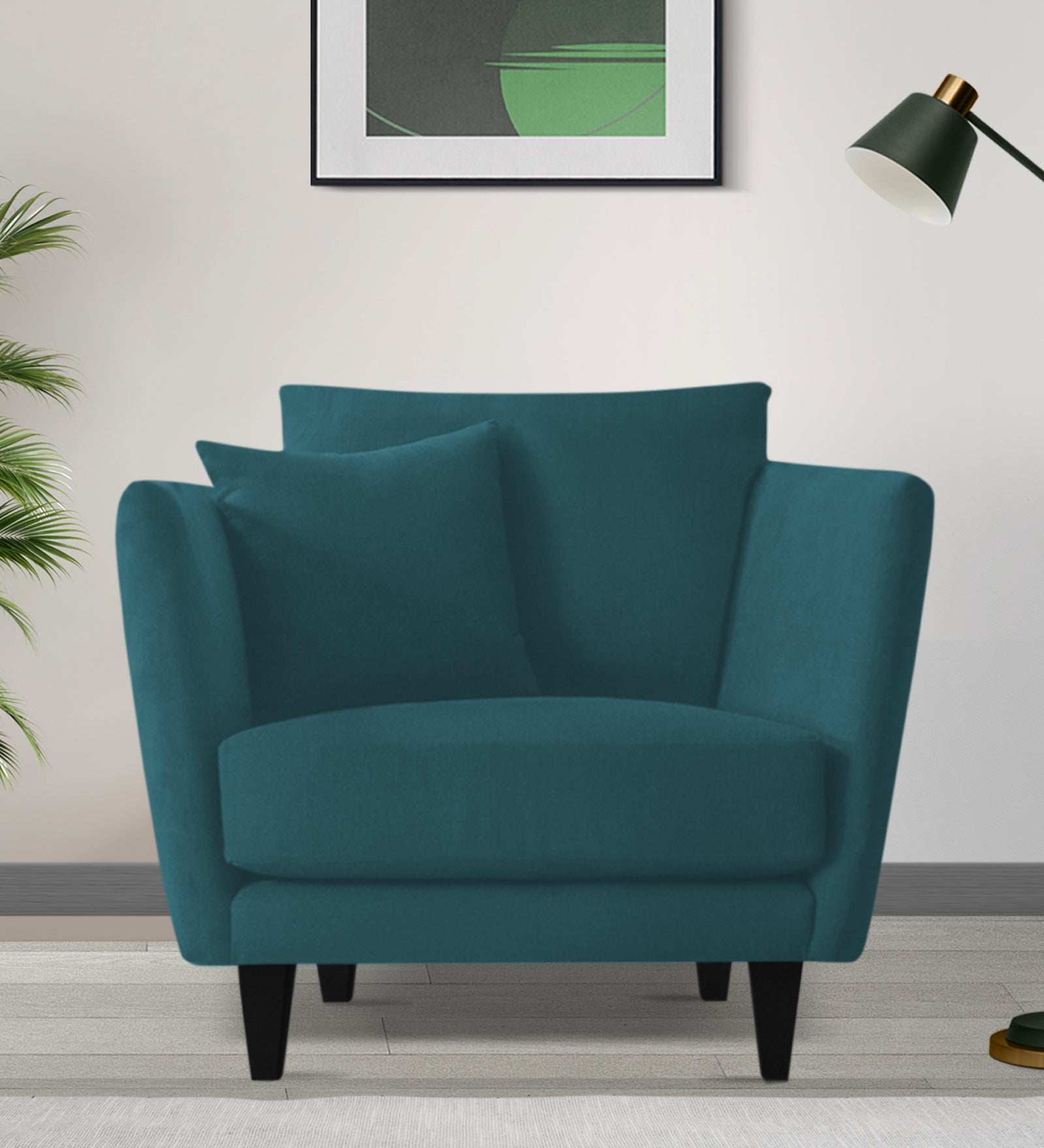 Norway Velvet 1 Seater Sofa In Arabian Green Colour - Febonic Living