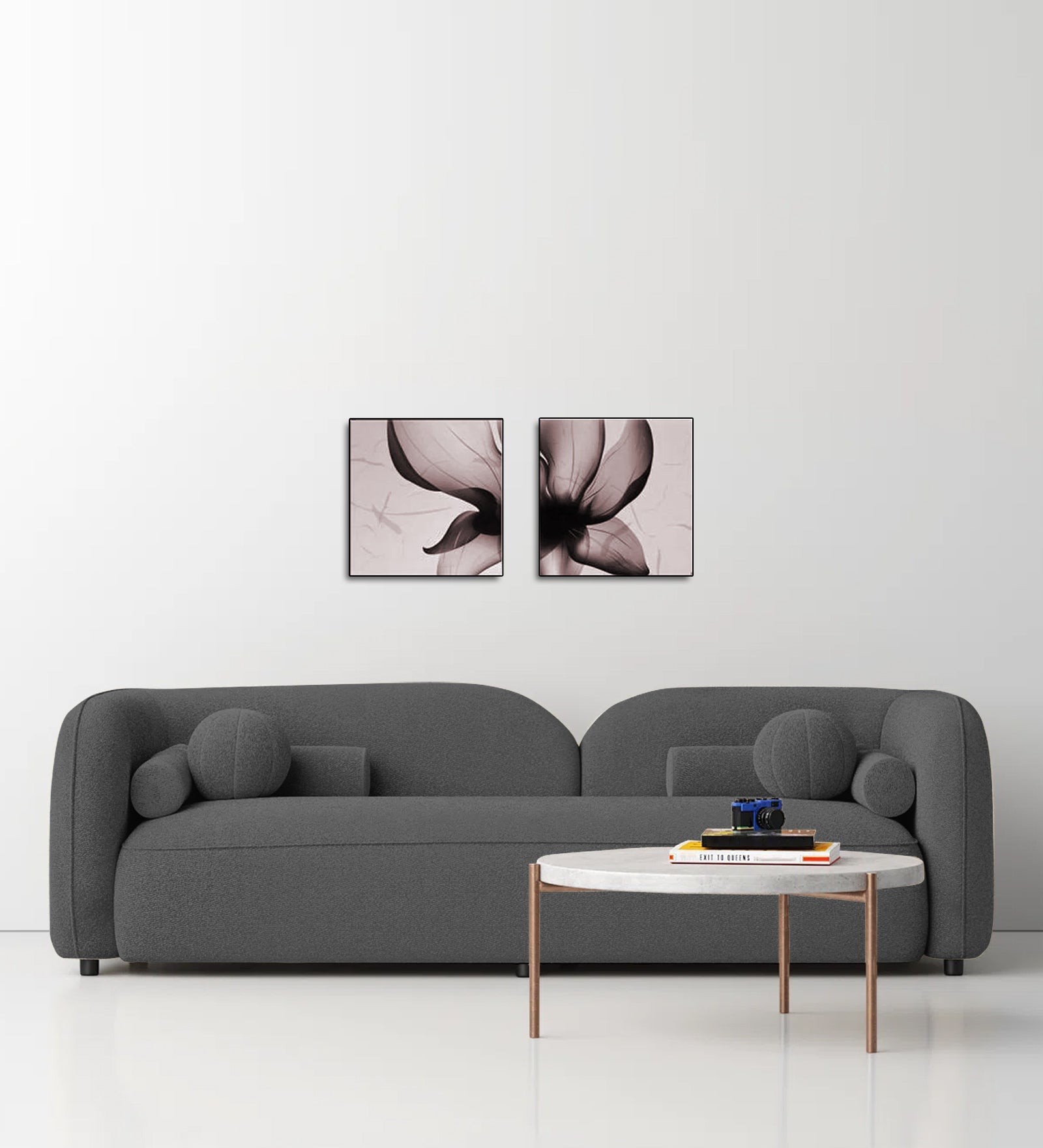 Corny Boucle Fabric 3 Seater Sofa In Lava Grey Colour - Febonic Living