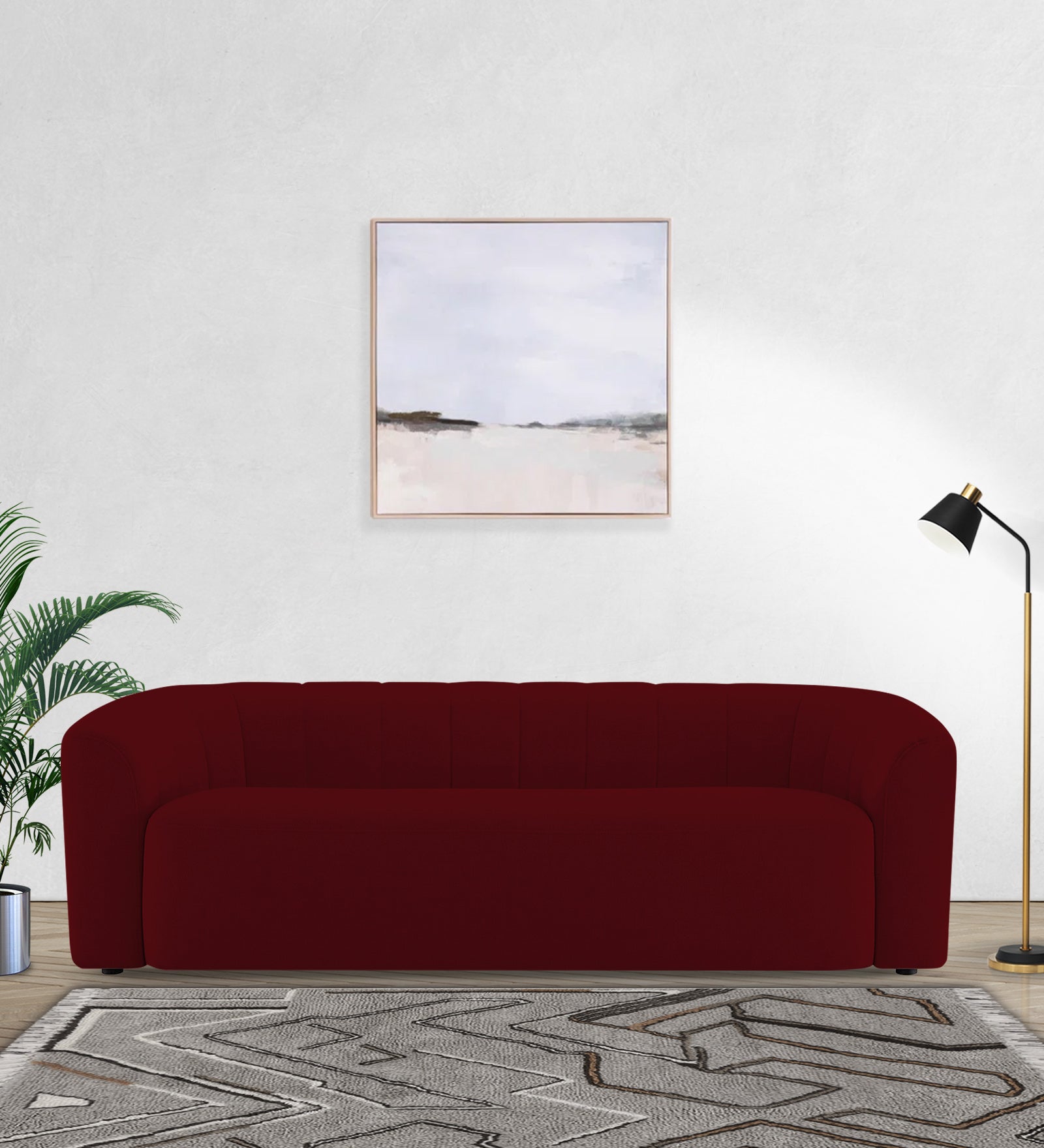 Mara Fabric 3 Seater Sofa In Ruby Red Colour
