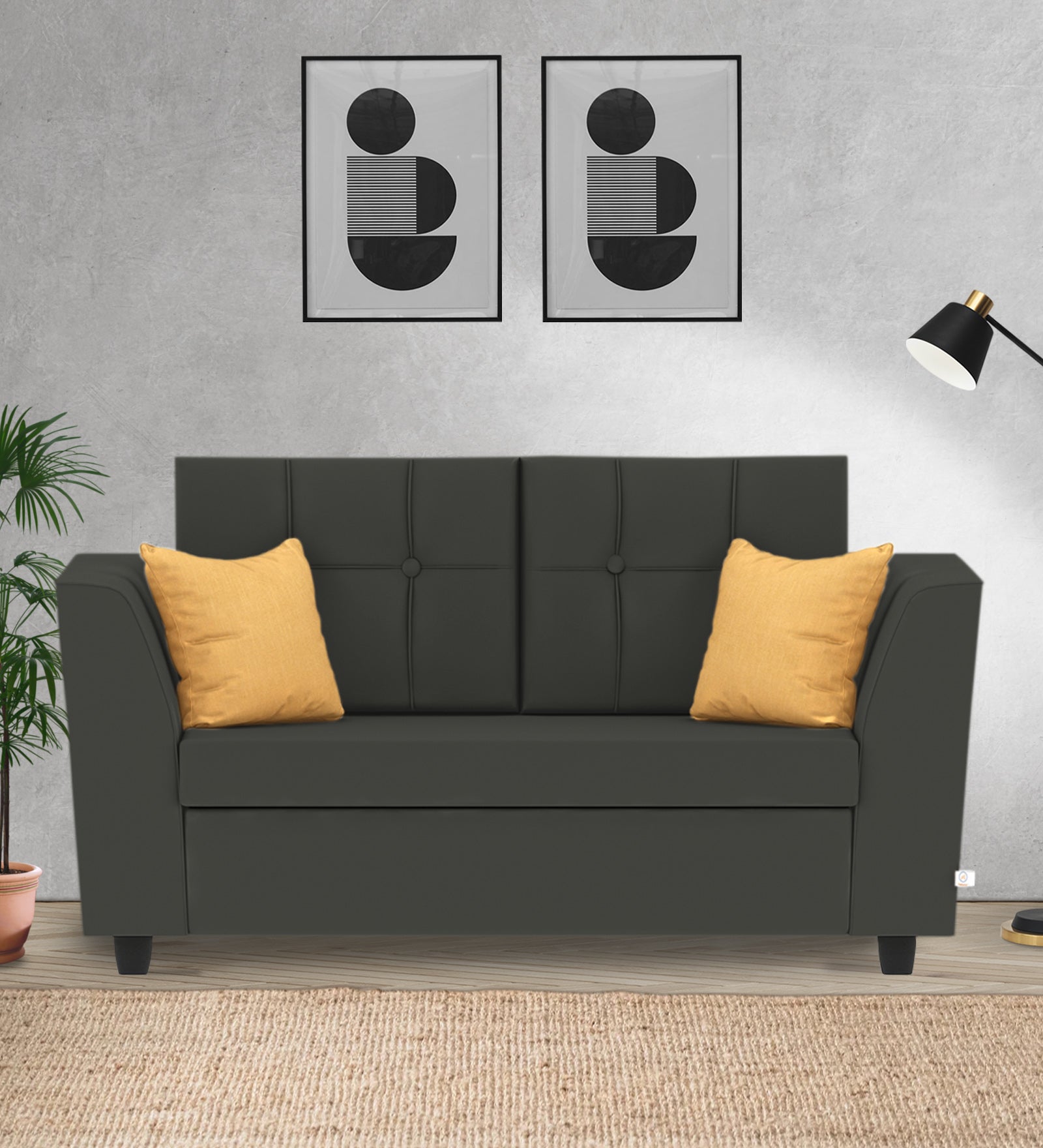Nestin Velvet 2 Seater Sofa In Hory Grey Colour - Febonic Living