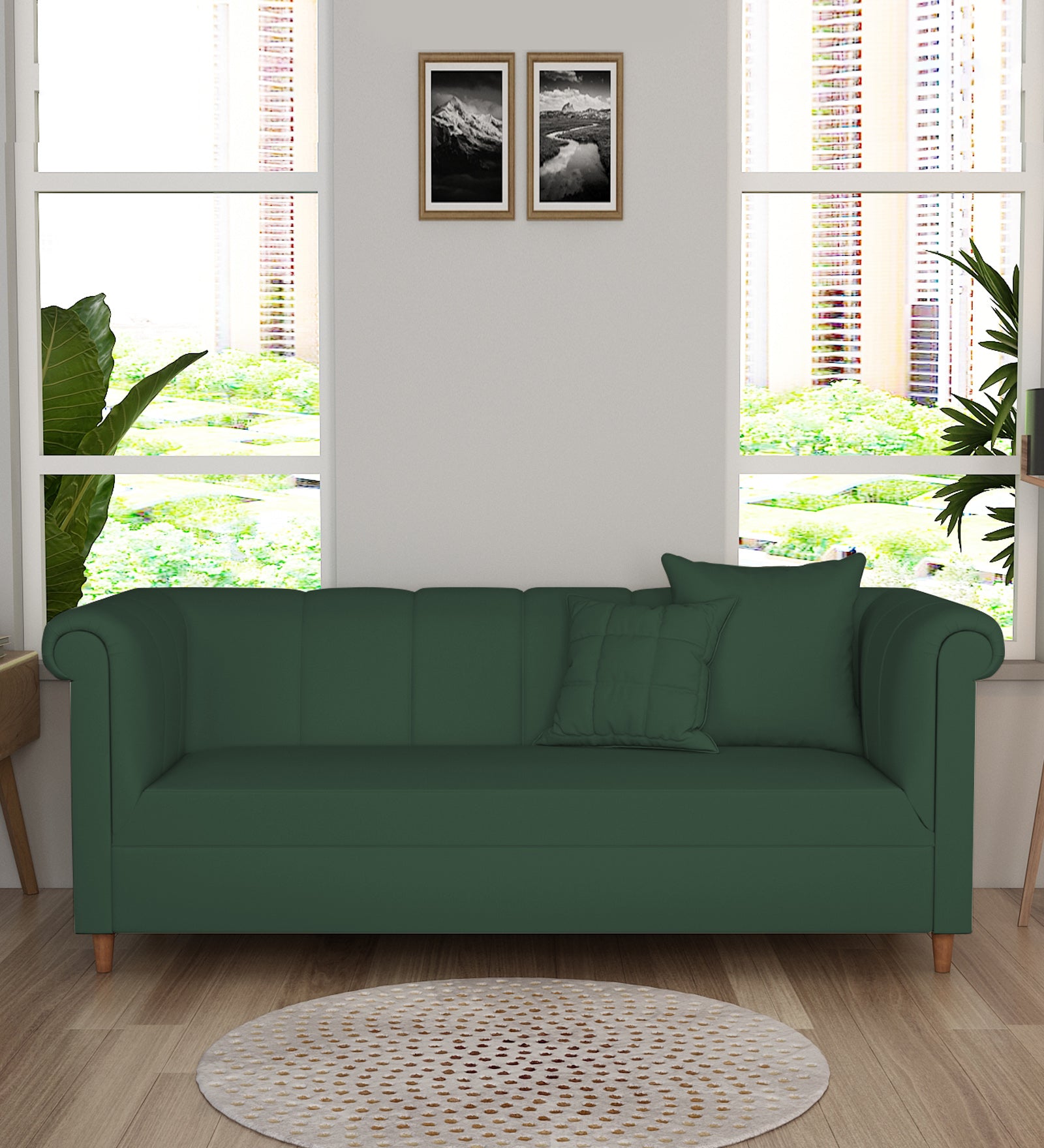 Rubi Velvet 3 Seater Sofa In Amazon Green Colour - Febonic Living