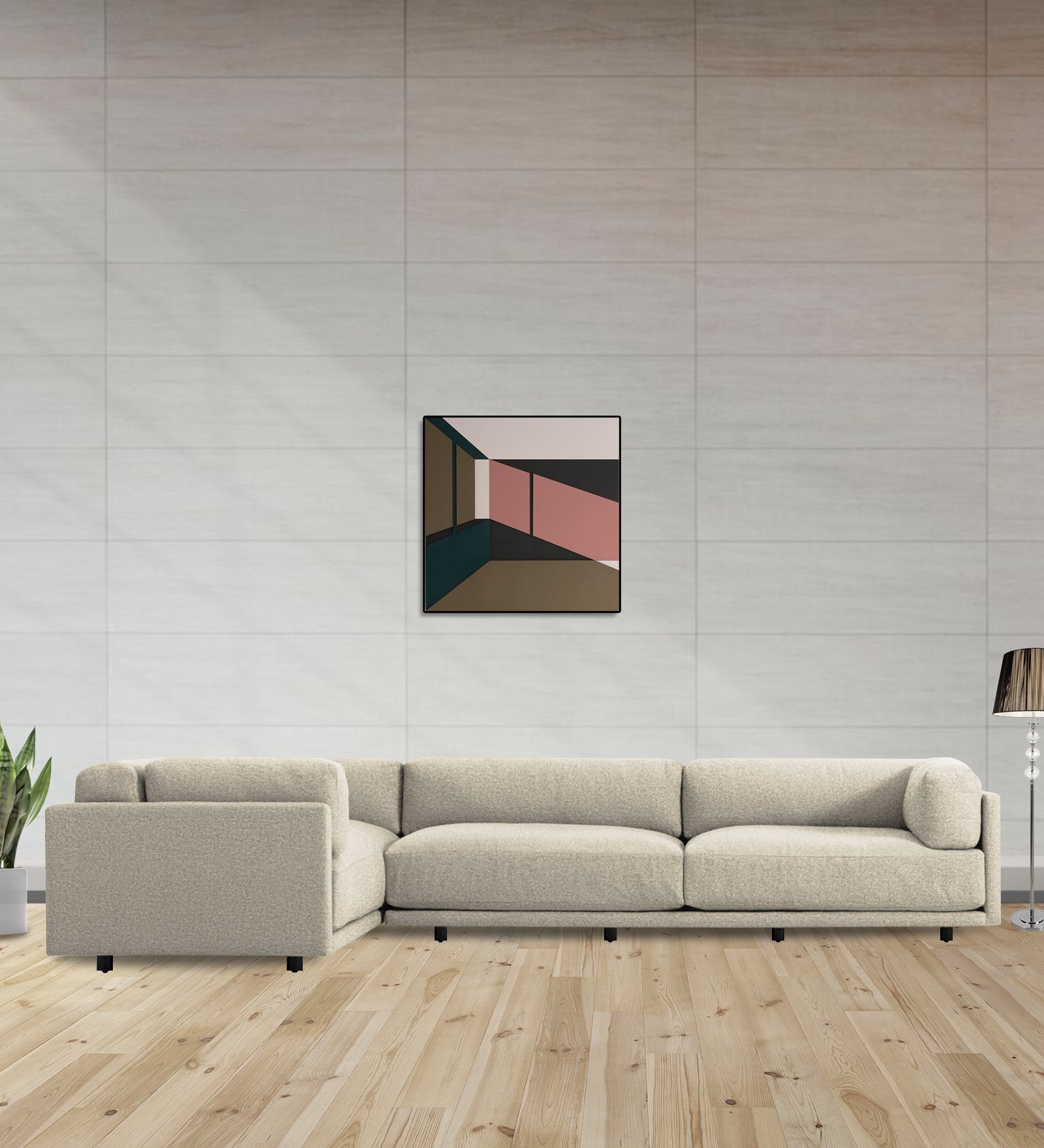 Nixon Fabric 6 Seater RHS Corner Sofa In Ivory Cream Colour - Febonic Living