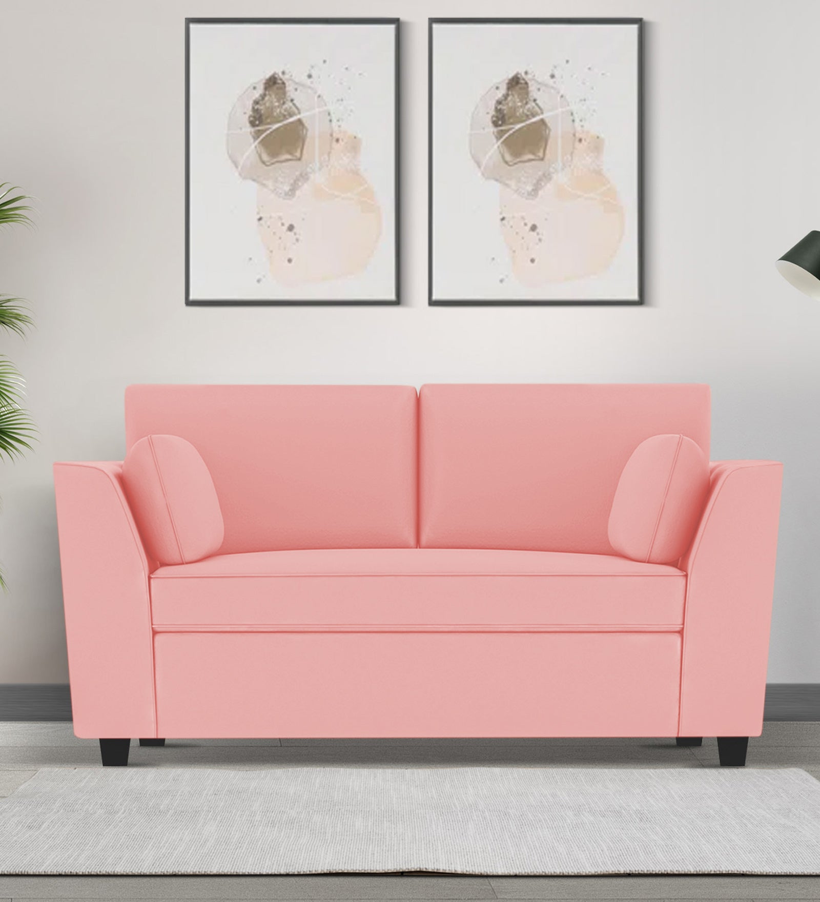 Bristo Velvet 2 Seater Sofa in Millennial pink Colour With Storage