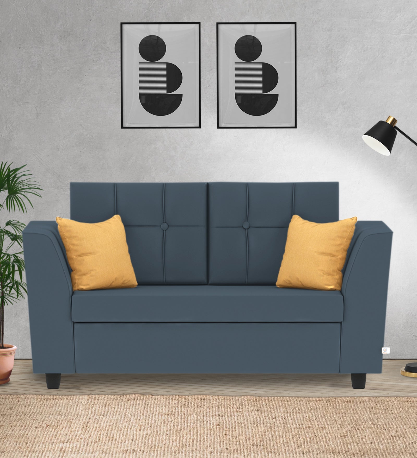 Nestin Velvet 2 Seater Sofa In Oxford Blue Colour - Febonic Living