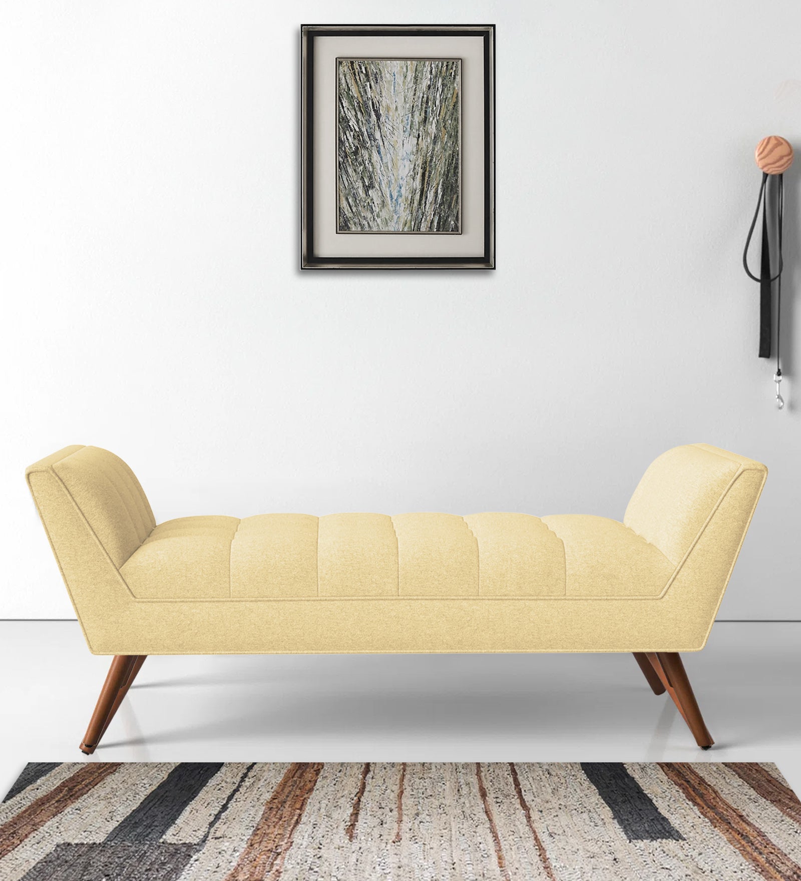 Cartes Velvet Bench In Sandy Beige Colour - Febonic Living