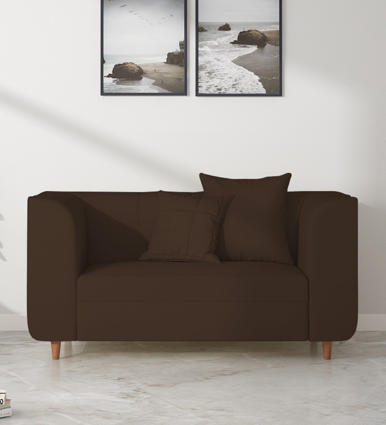 Sumo Velvet 2 Seater Sofa In Chocolate Brown Colour - Febonic Living
