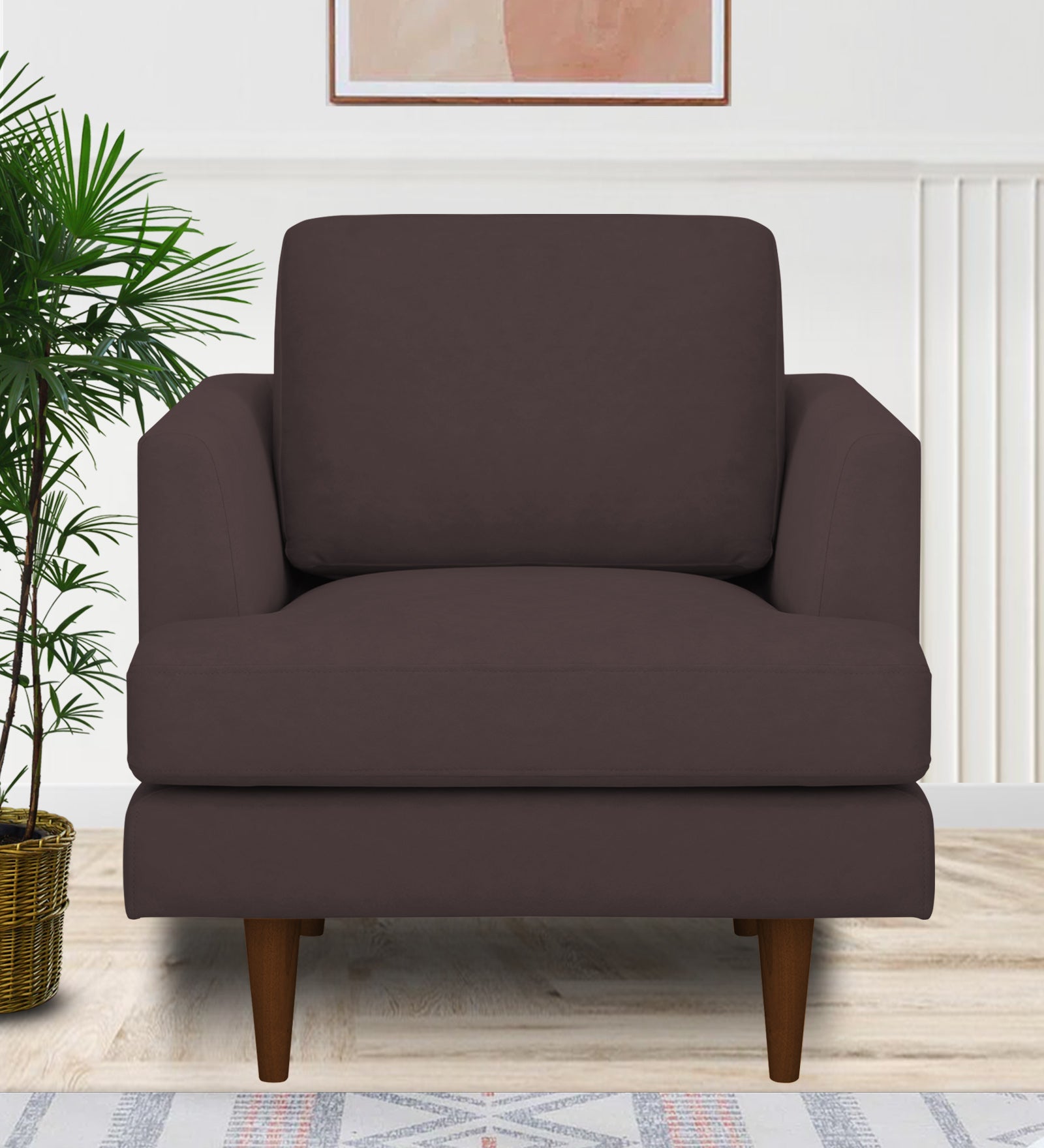 Motra Velvet 1 Seater Sofa In Mocha Brown Colour - Febonic Living