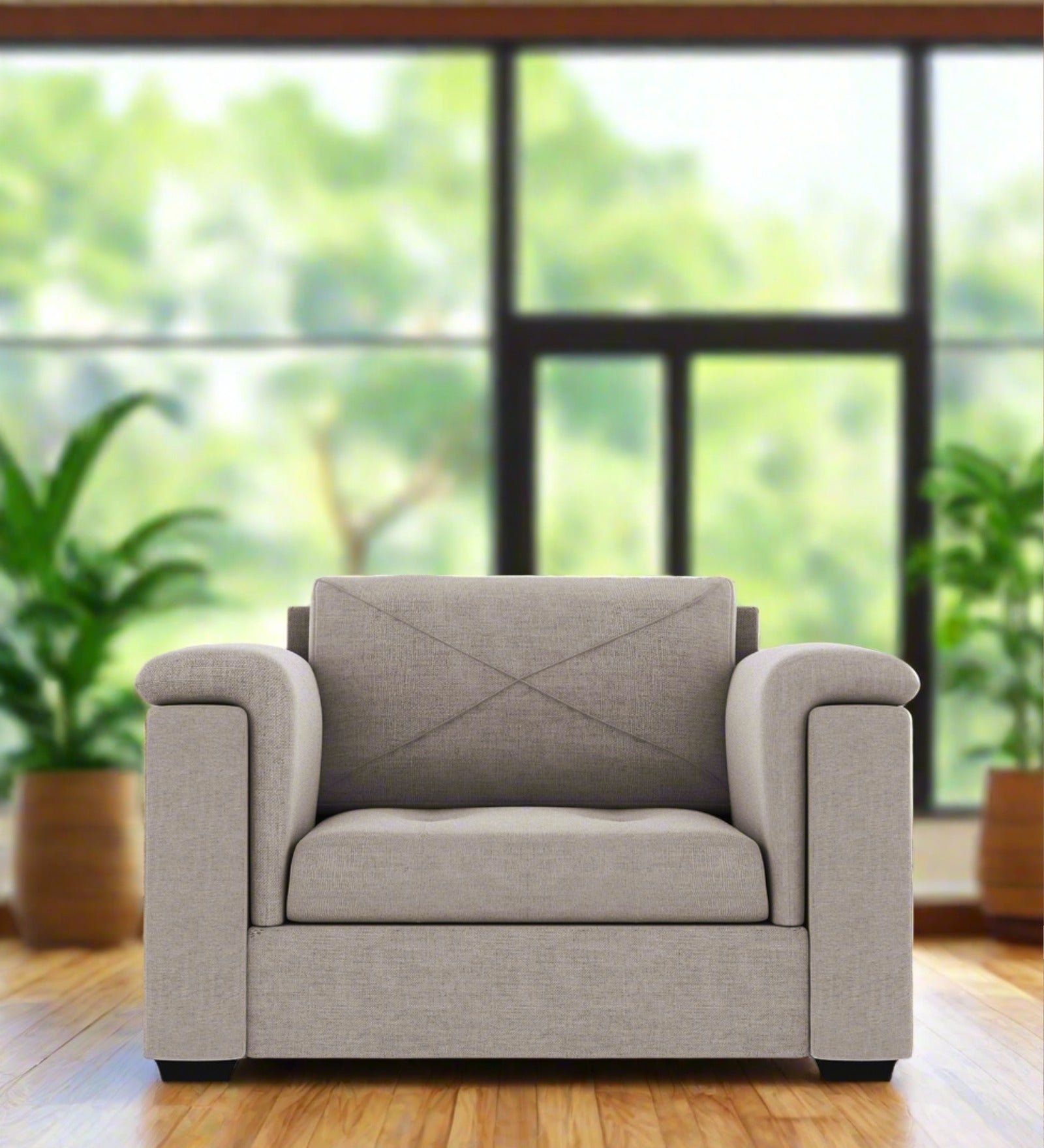 Andres Fabric 1 Seater Sofa In Storm Grey Colour - Febonic Living