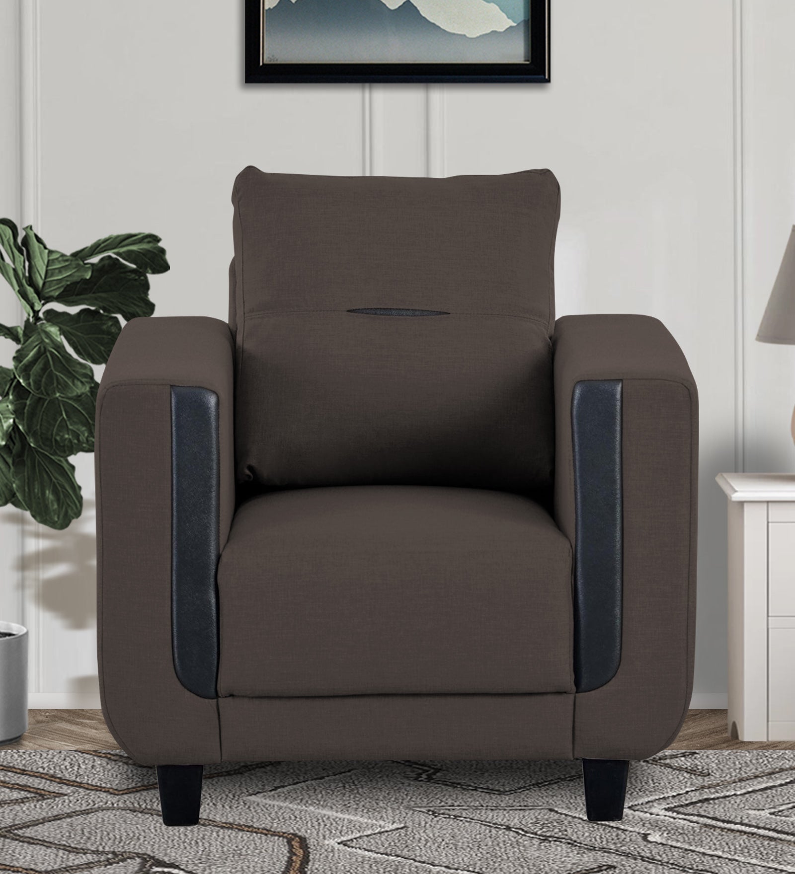 Perry Fabric 1 Seater Sofa In Caspa Brown Colour - Febonic Living