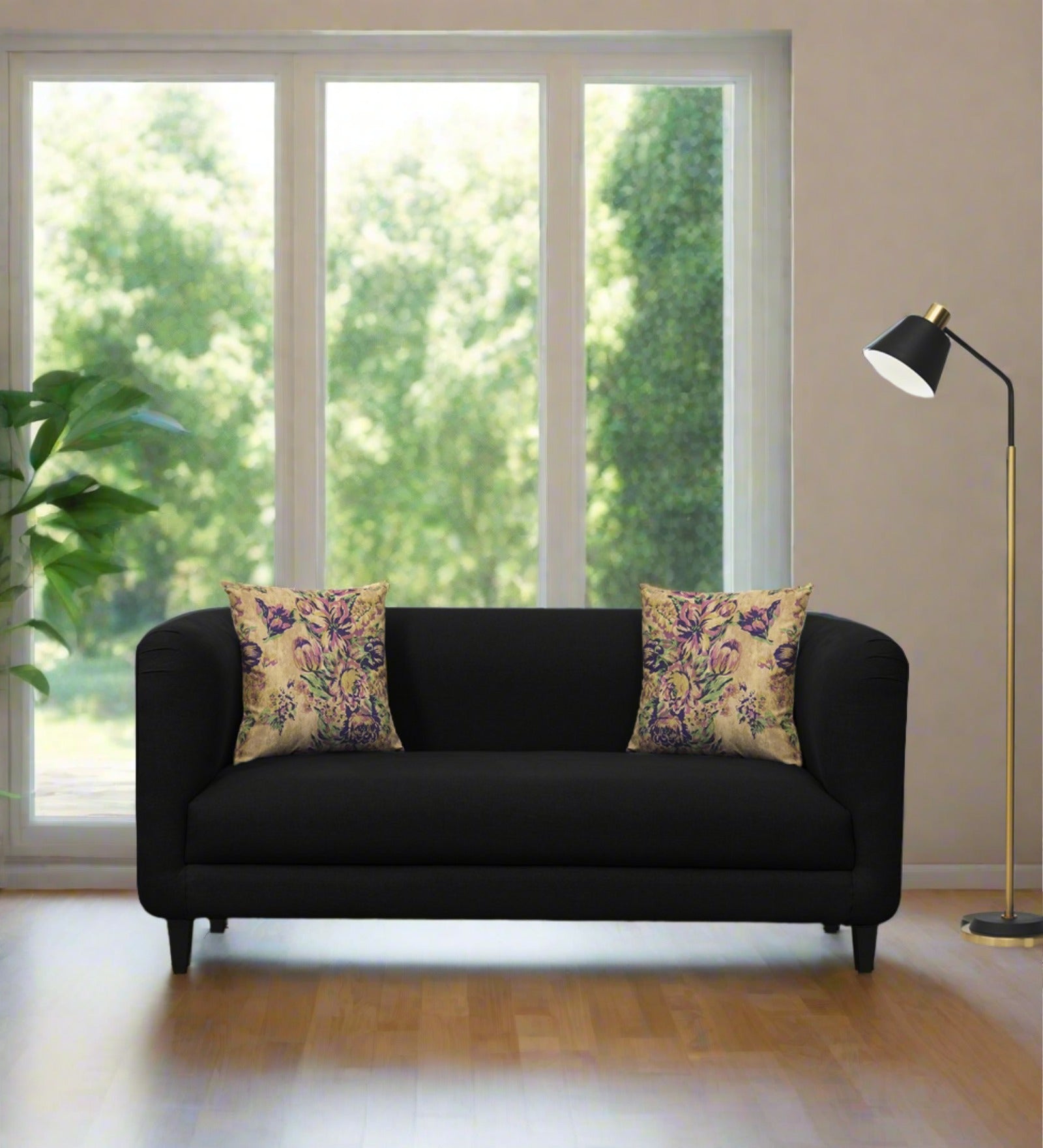 Niki Fabric 2 Seater Sofa In Zed Black Colour - Febonic Living