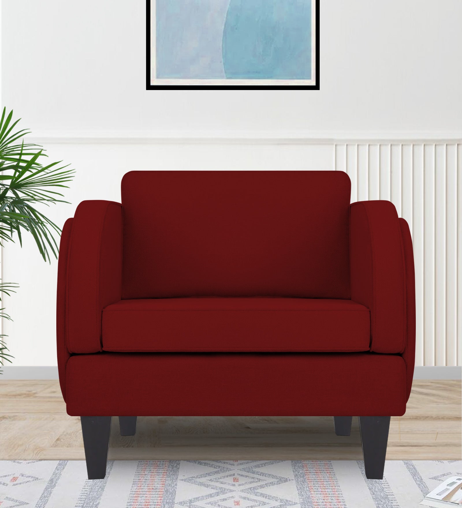 Siddy 1 Seater Fabric Sofa - Blood Maroon by Febonic Living