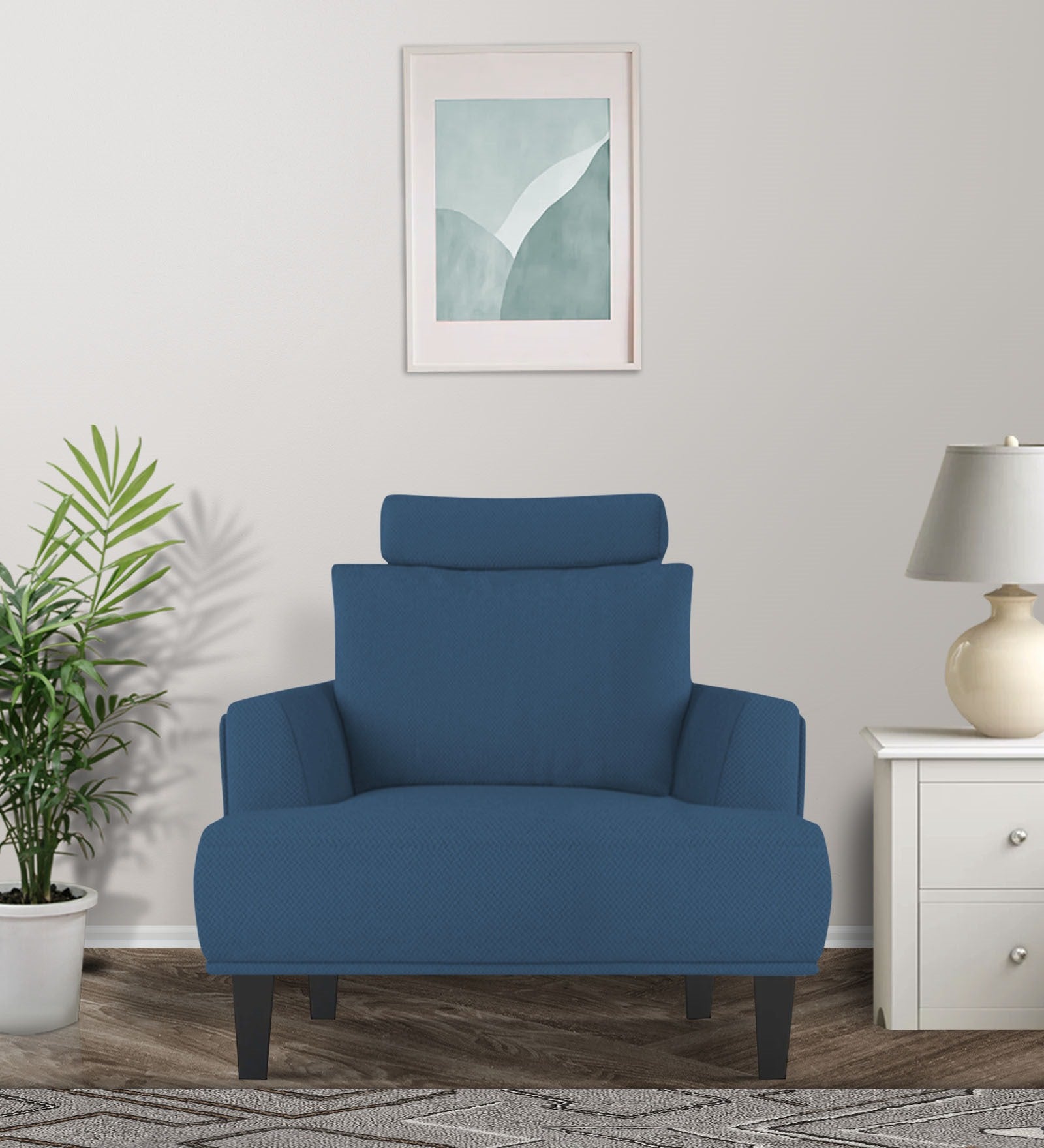 Como Fabric 1 Seater Sofa In Light Blue Colour - Febonic Living