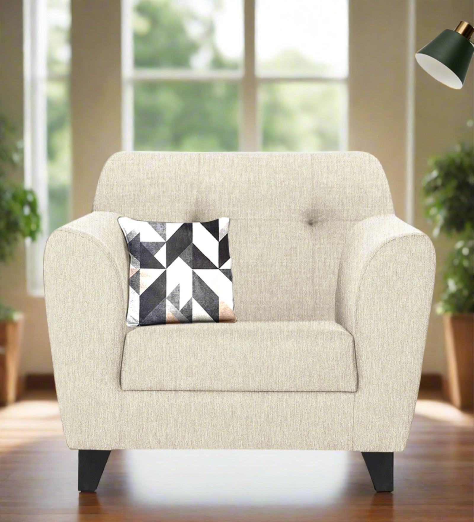 Melaan Fabric 1 Seater Sofa In Ivory cream Colour - Febonic Living