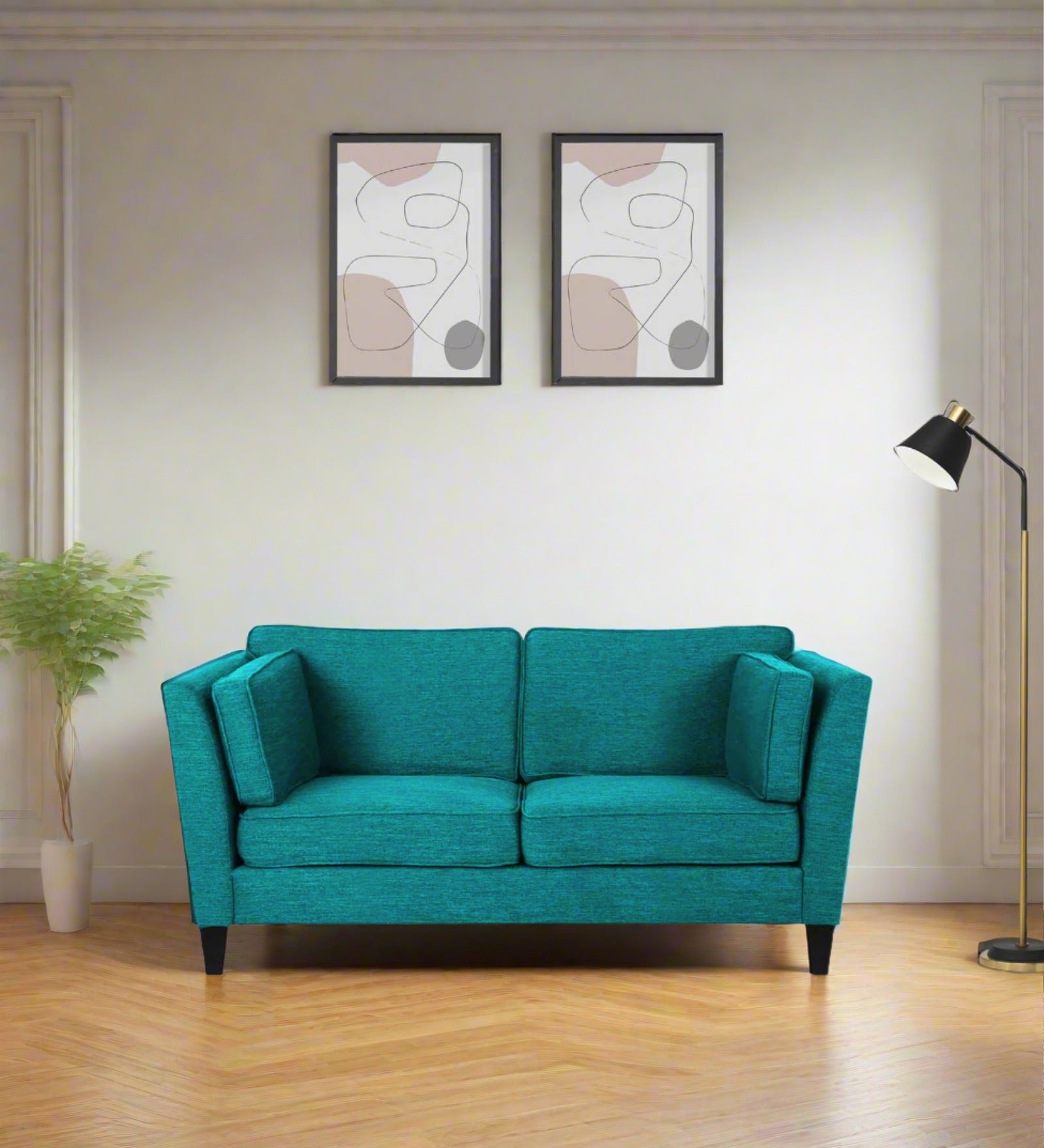 Nigar Fabric 2 Seater Sofa In Sea Green Colour - Febonic Living