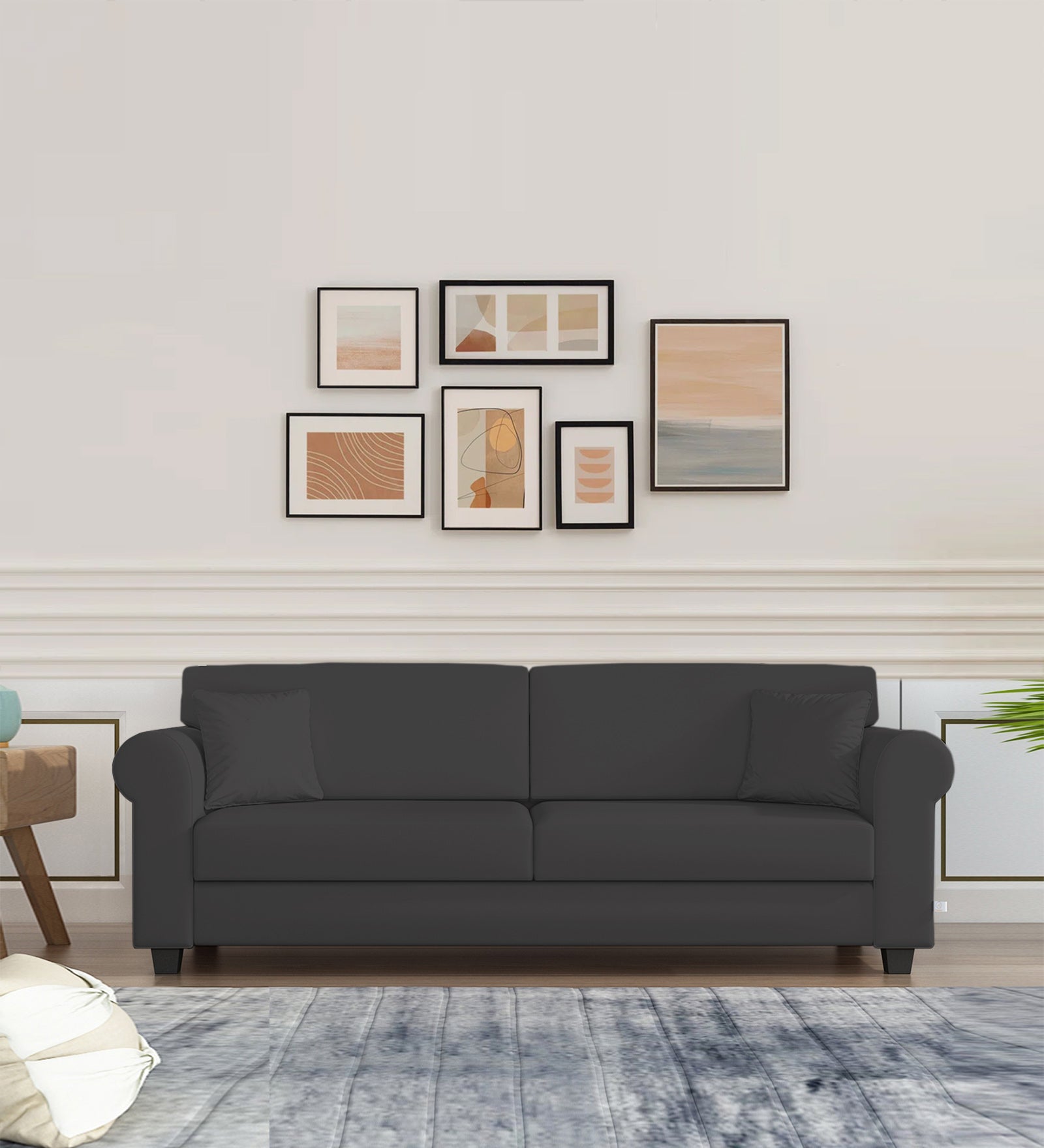 Numonk Velvet 3 Seater Sofa In Davy grey Colour - Febonic Living