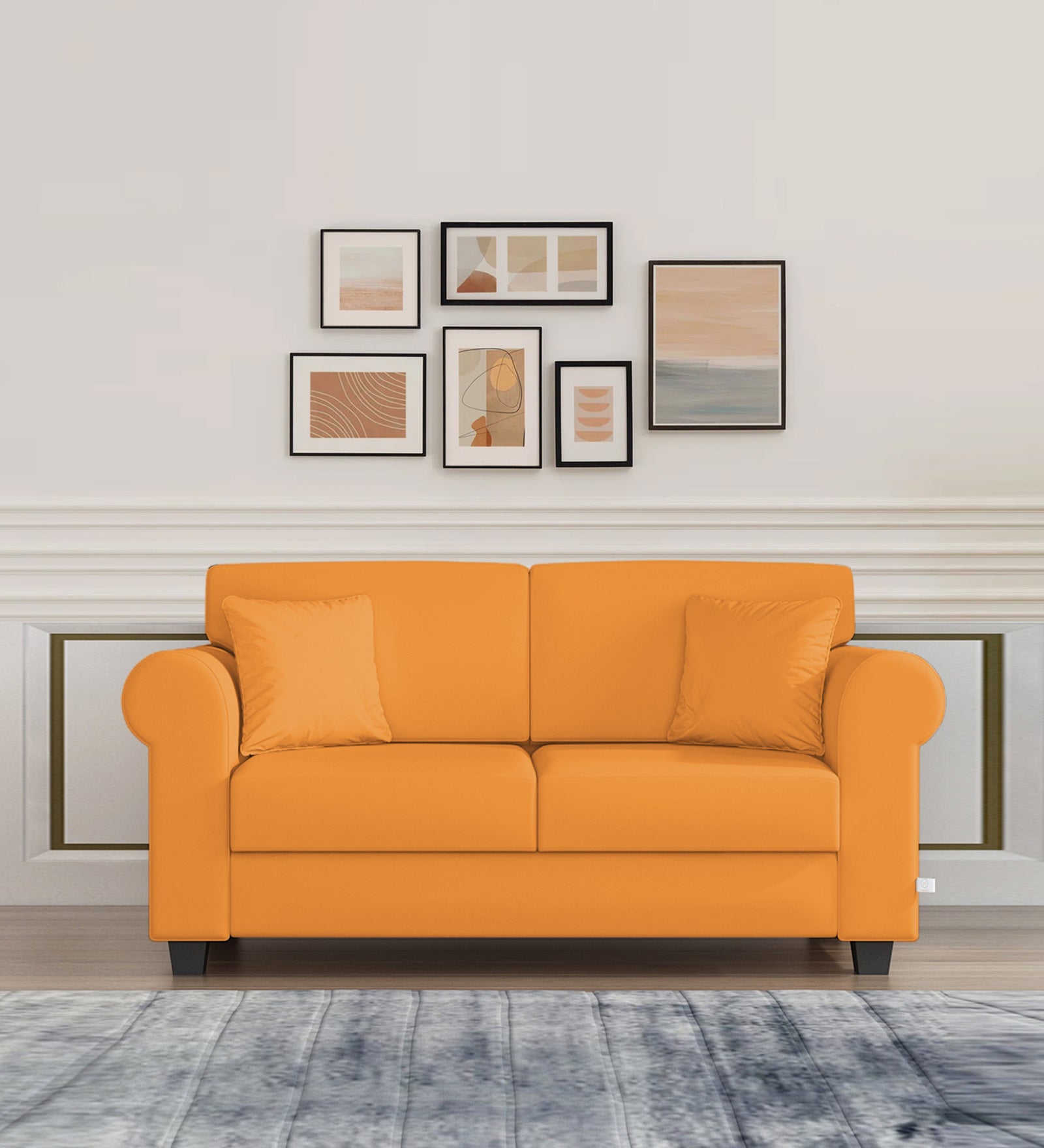 Numonk Velvet 2 Seater Sofa In Tangerine orange Colour - Febonic Living