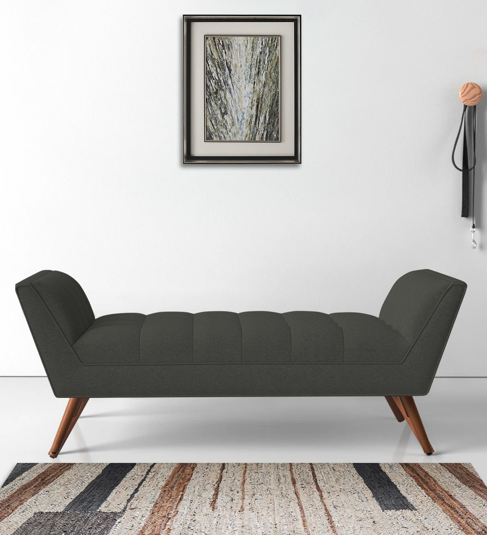 Cartes Velvet Bench In Hory Grey Colour - Febonic Living
