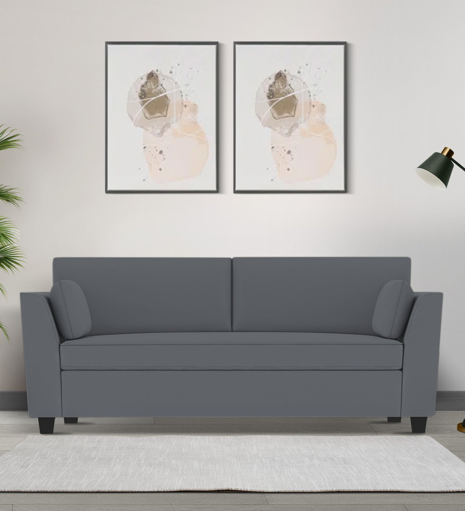 Bristo Velvet 3 Seater Sofa In pubble grey Colour With Storage - Febonic Living