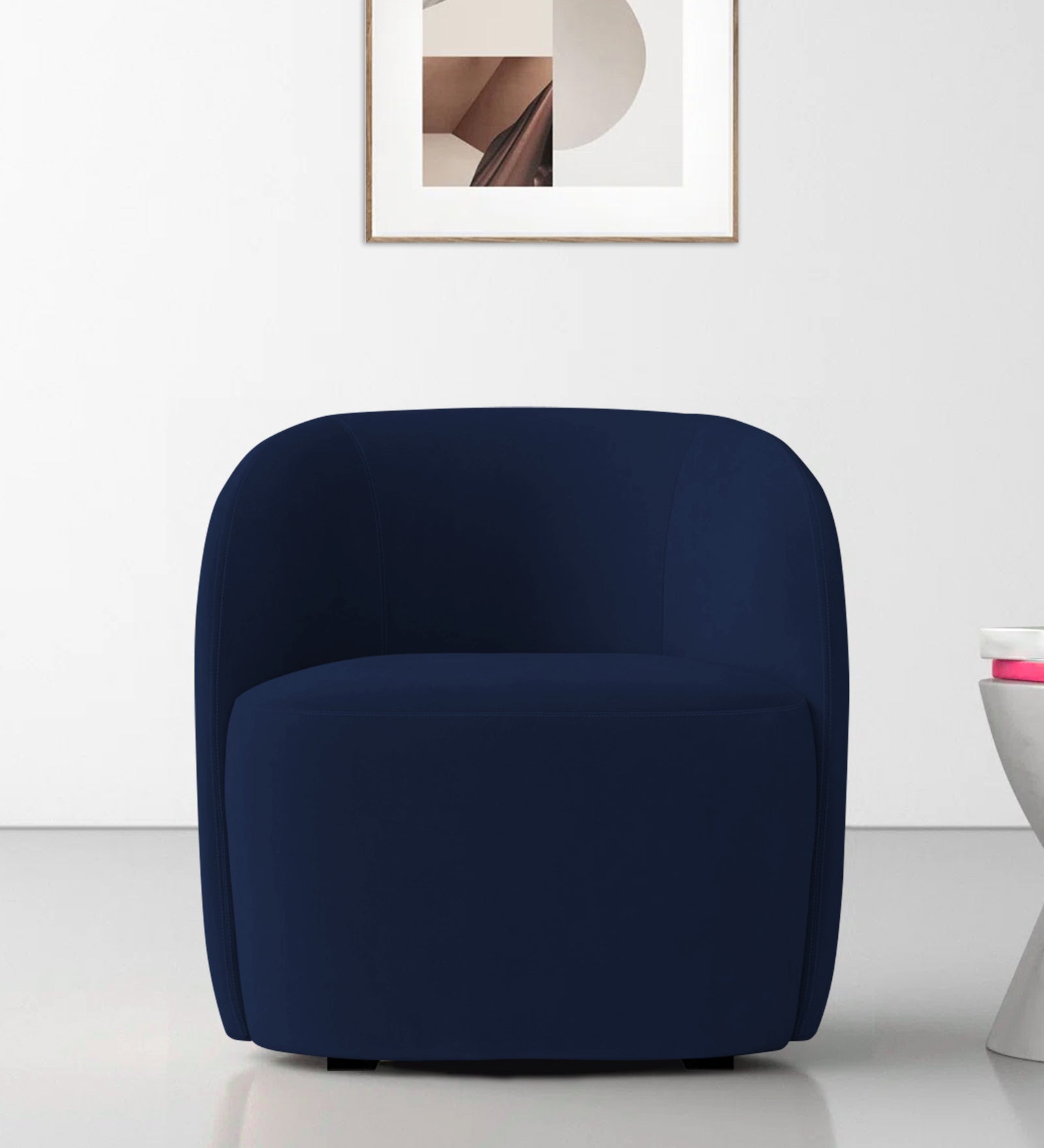 Lucky Velvet Wing Chair In Indigo Blue Colour - Febonic Living