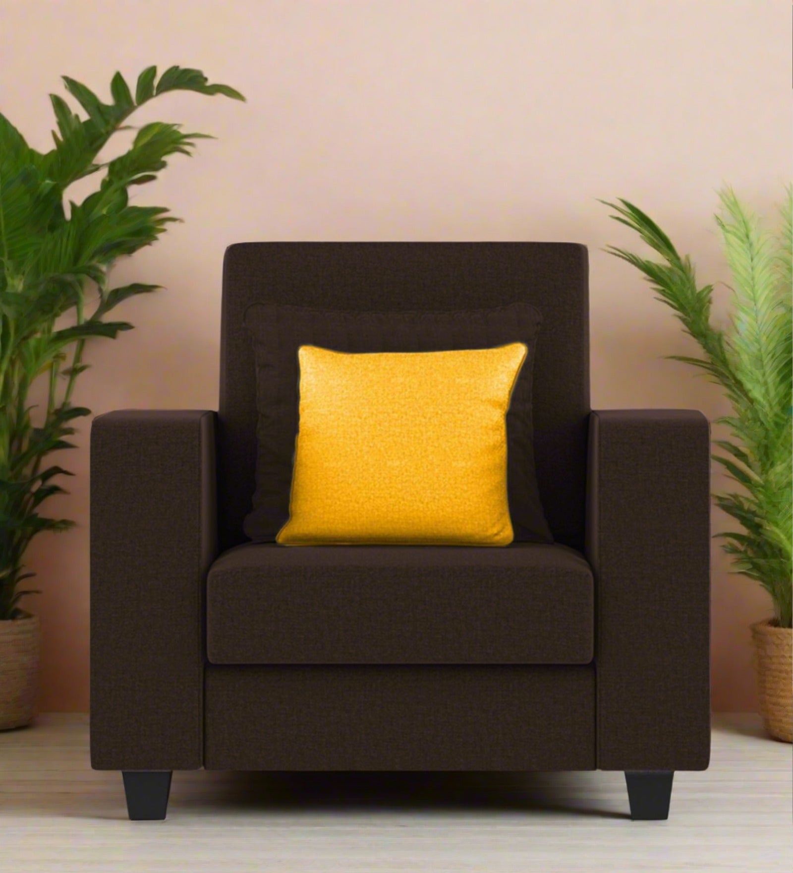 Nabi Fabric 1 Seater Sofa In Coffee Brown Colour - Febonic Living