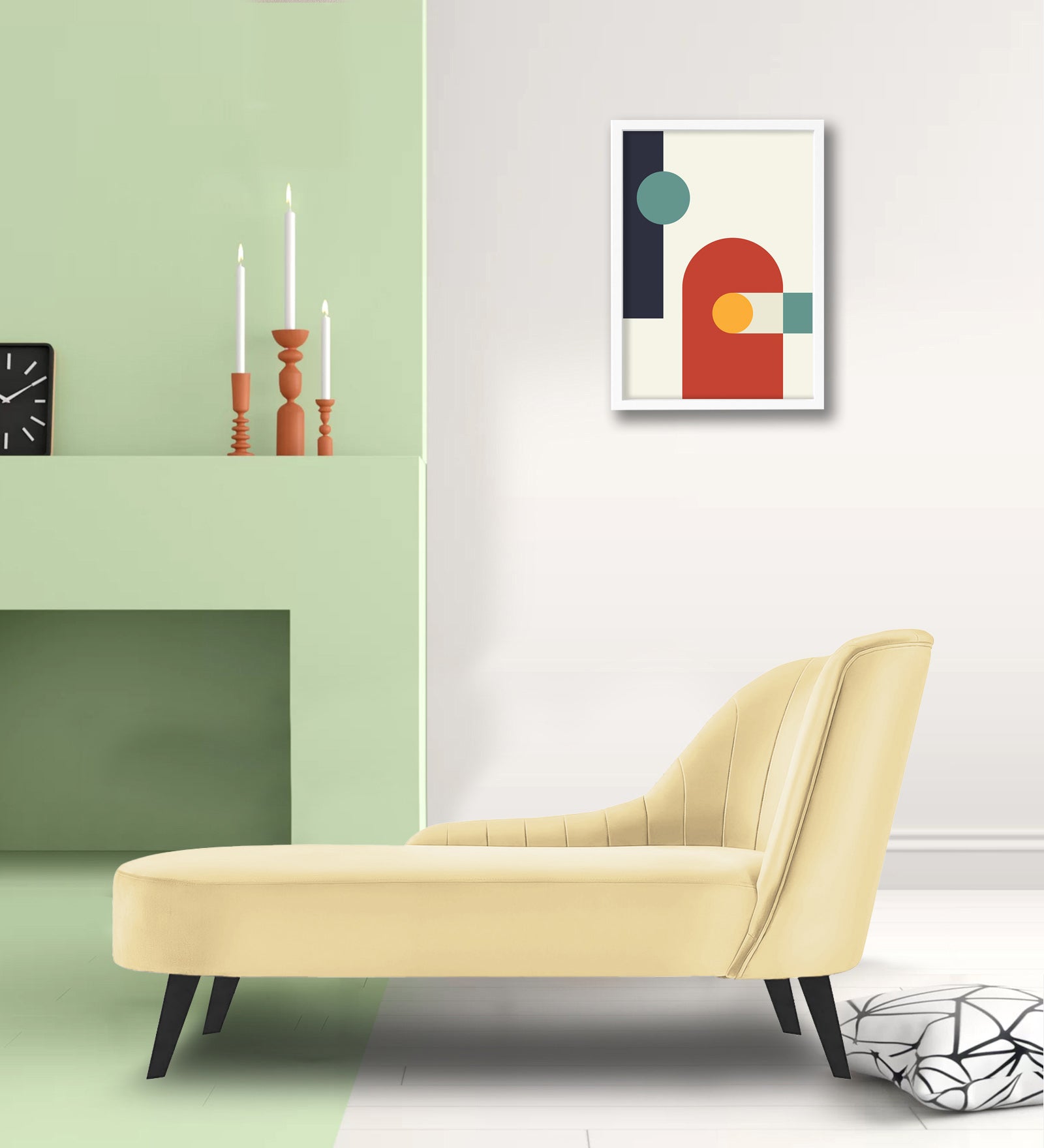 Flora Velvet LHS Chaise Lounger In Sandy Beige Colour - Febonic Living