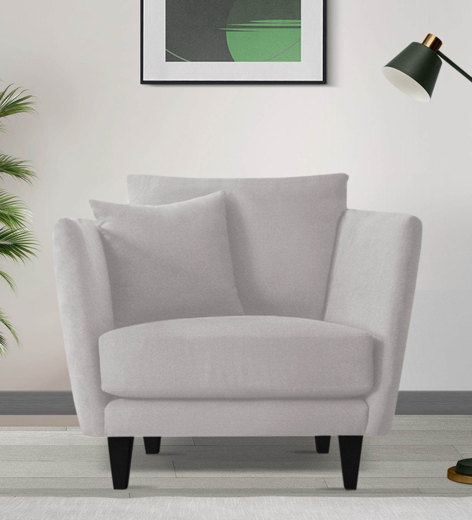Norway Velvet 1 Seater Sofa In Concrete Grey Colour - Febonic Living