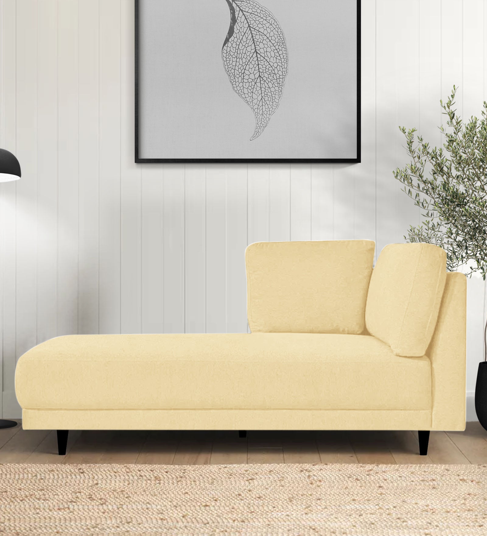 Jonze Velvet LHS Chaise Lounger In Sandy Beige Colour - Febonic Living