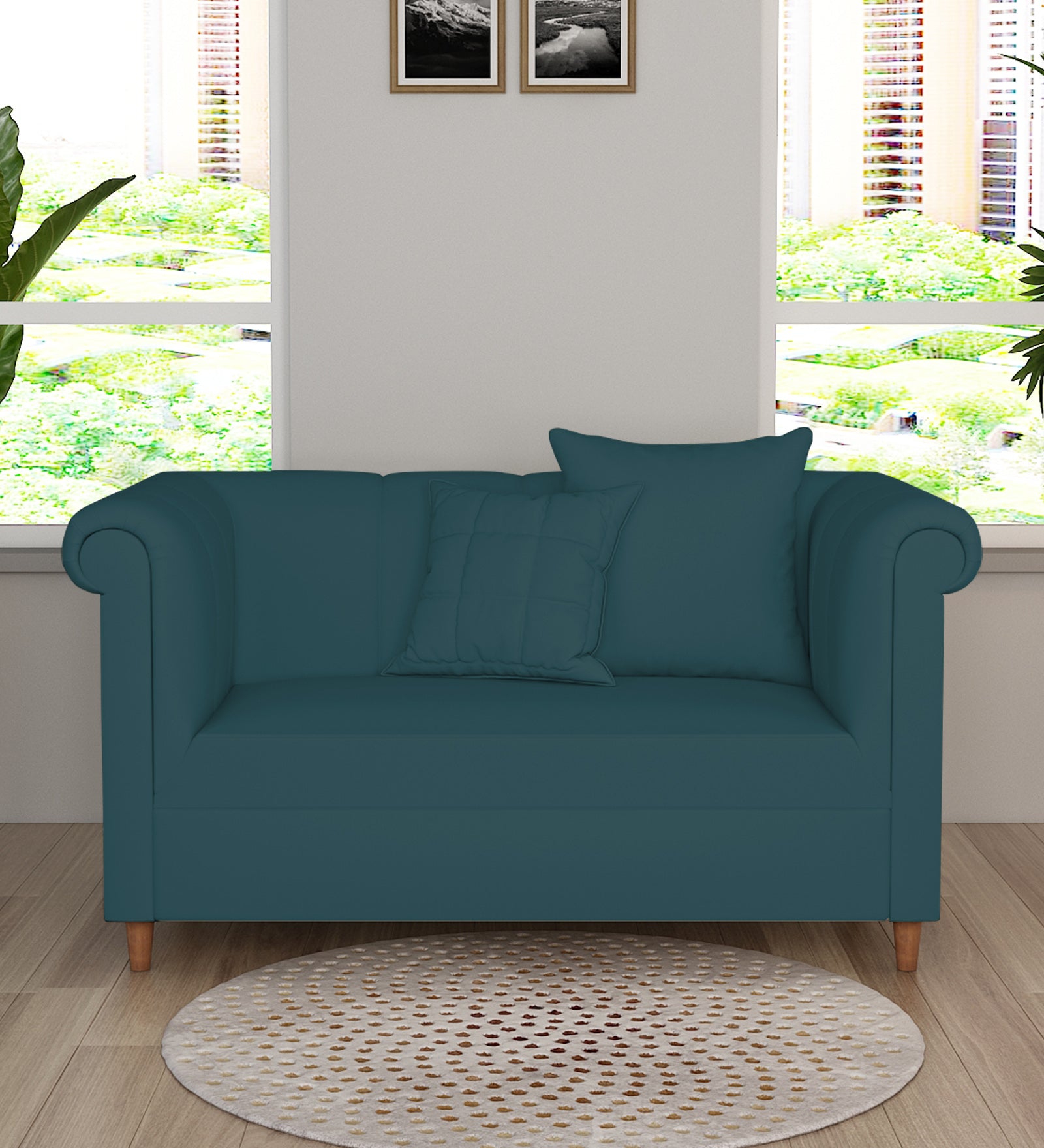 Rubi Velvet 2 Seater Sofa In Arabian Green Colour - Febonic Living