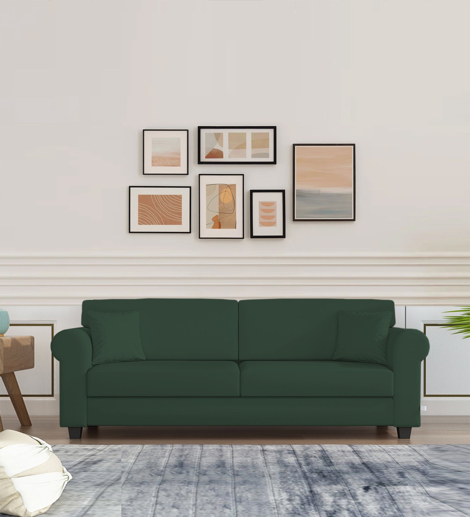 Numonk Velvet 3 Seater Sofa In Amazon Green Colour - Febonic Living