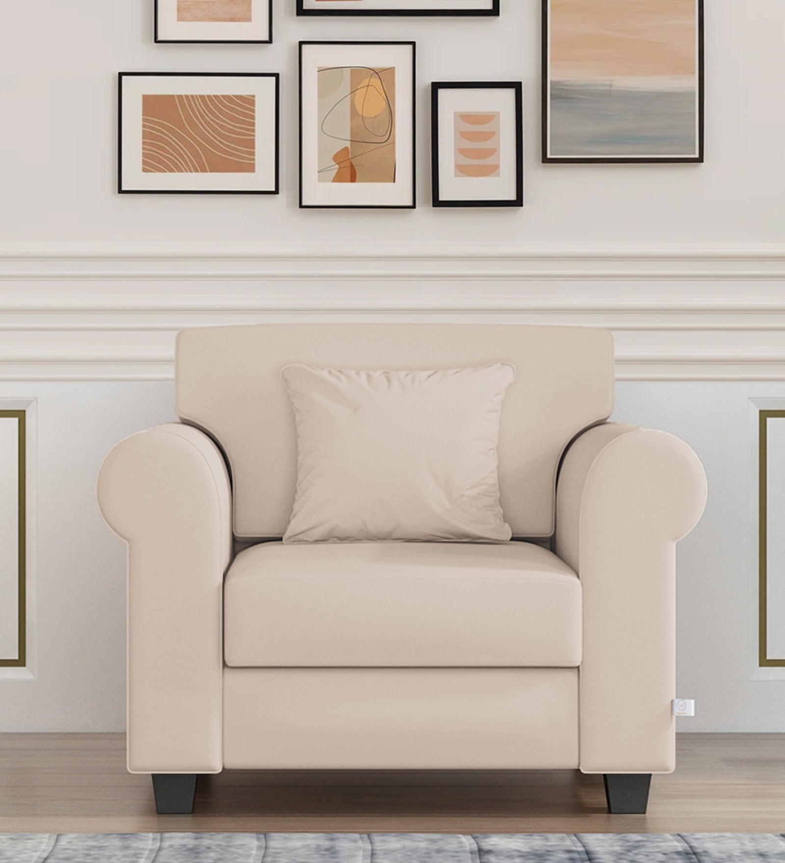 Numonk Velvet 1 Seater Sofa In Camel Beige Colour - Febonic Living