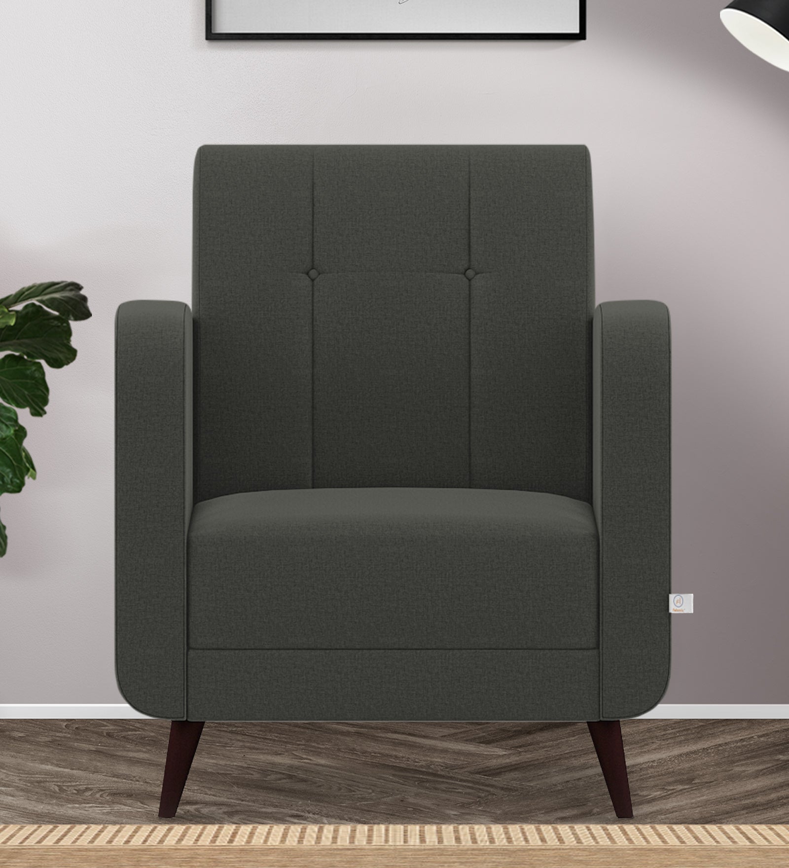 Wiki Velvet 1 Seater Sofa In Hory Grey Colour - Febonic Living