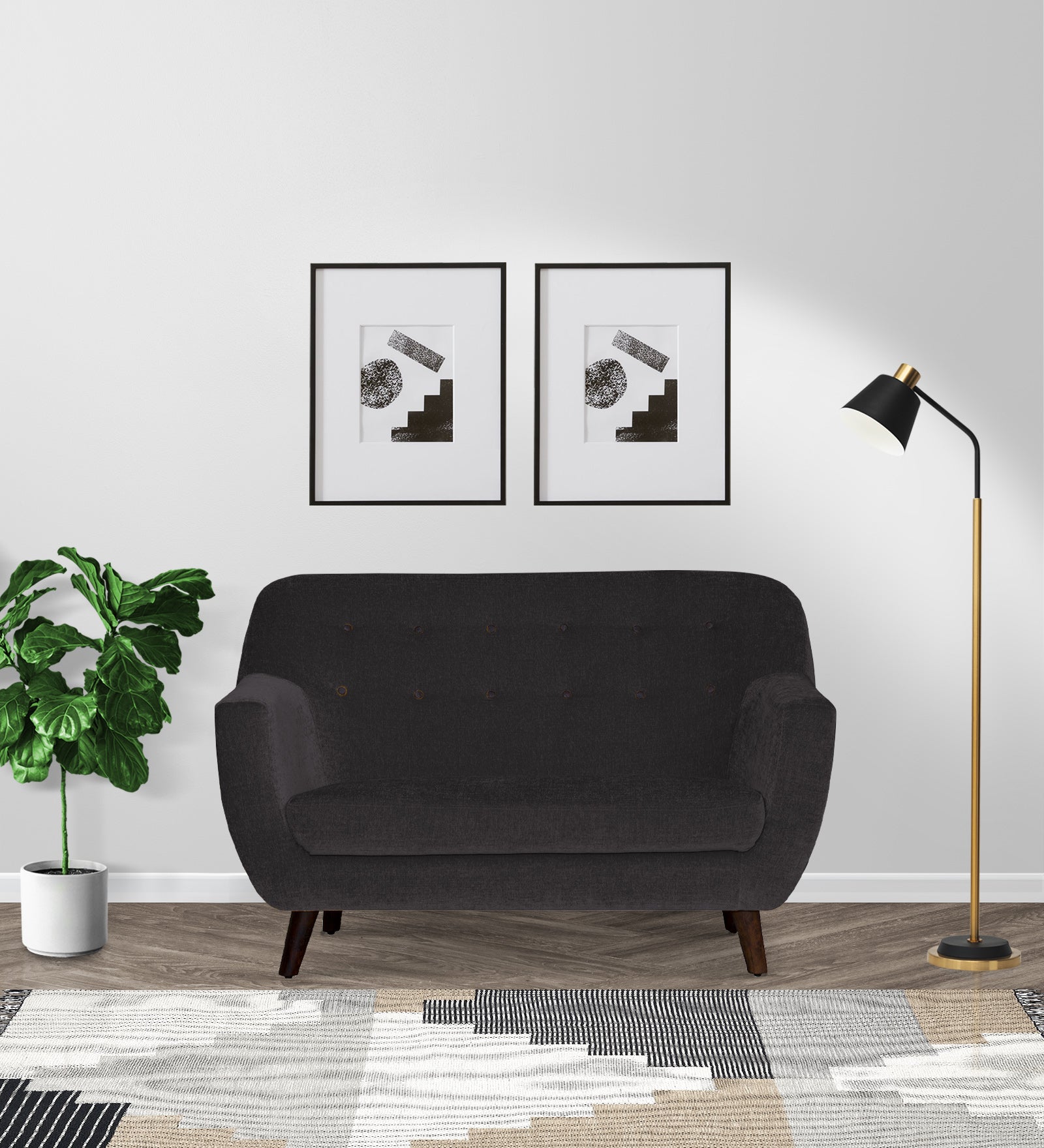 German Fabric 2 Seater Sofa in Maba Grey Colour