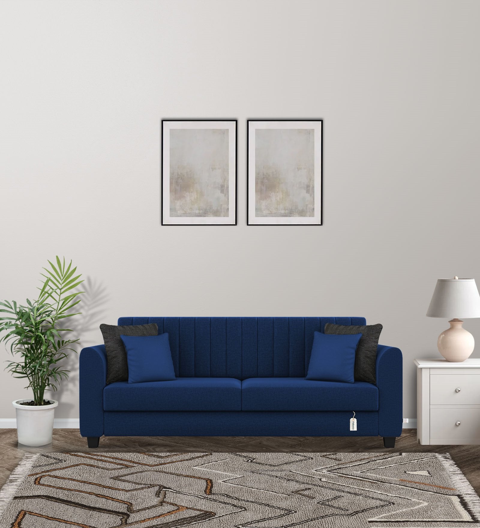 Cosmic Fabric 3 Seater Sofa In Royal Blue Colour - Febonic Living