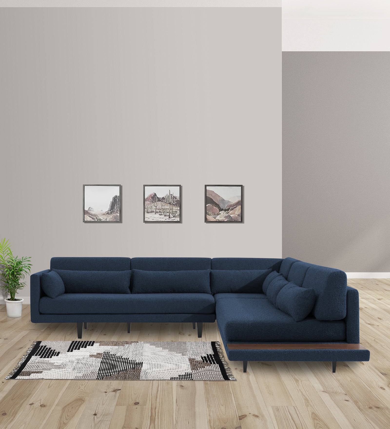 Malta Fabric 6 Seater LHS Corner Sofa In Denim Blue Colour - Febonic Living