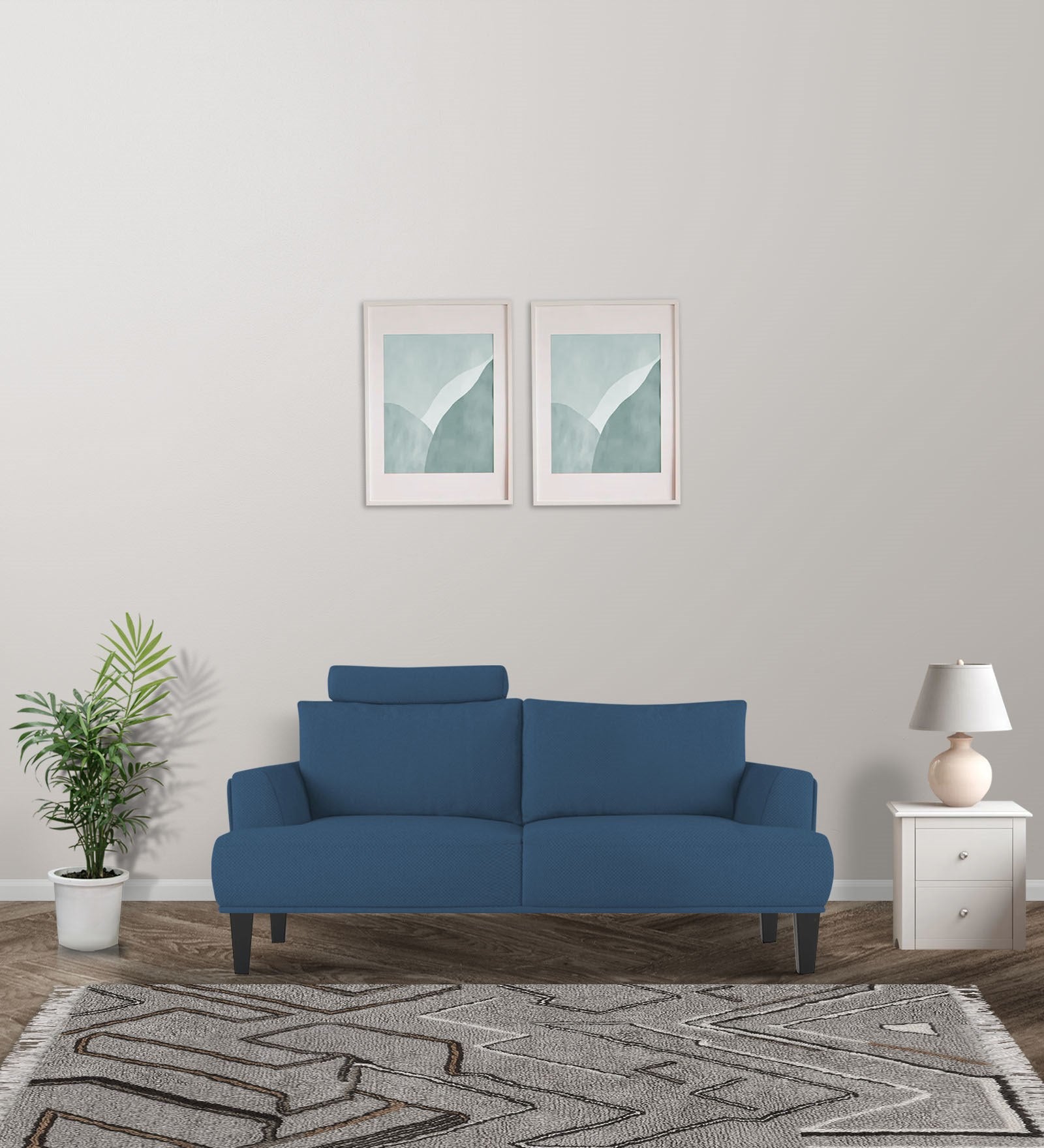 Como Fabric 2 Seater Sofa In Light Blue Colour - Febonic Living