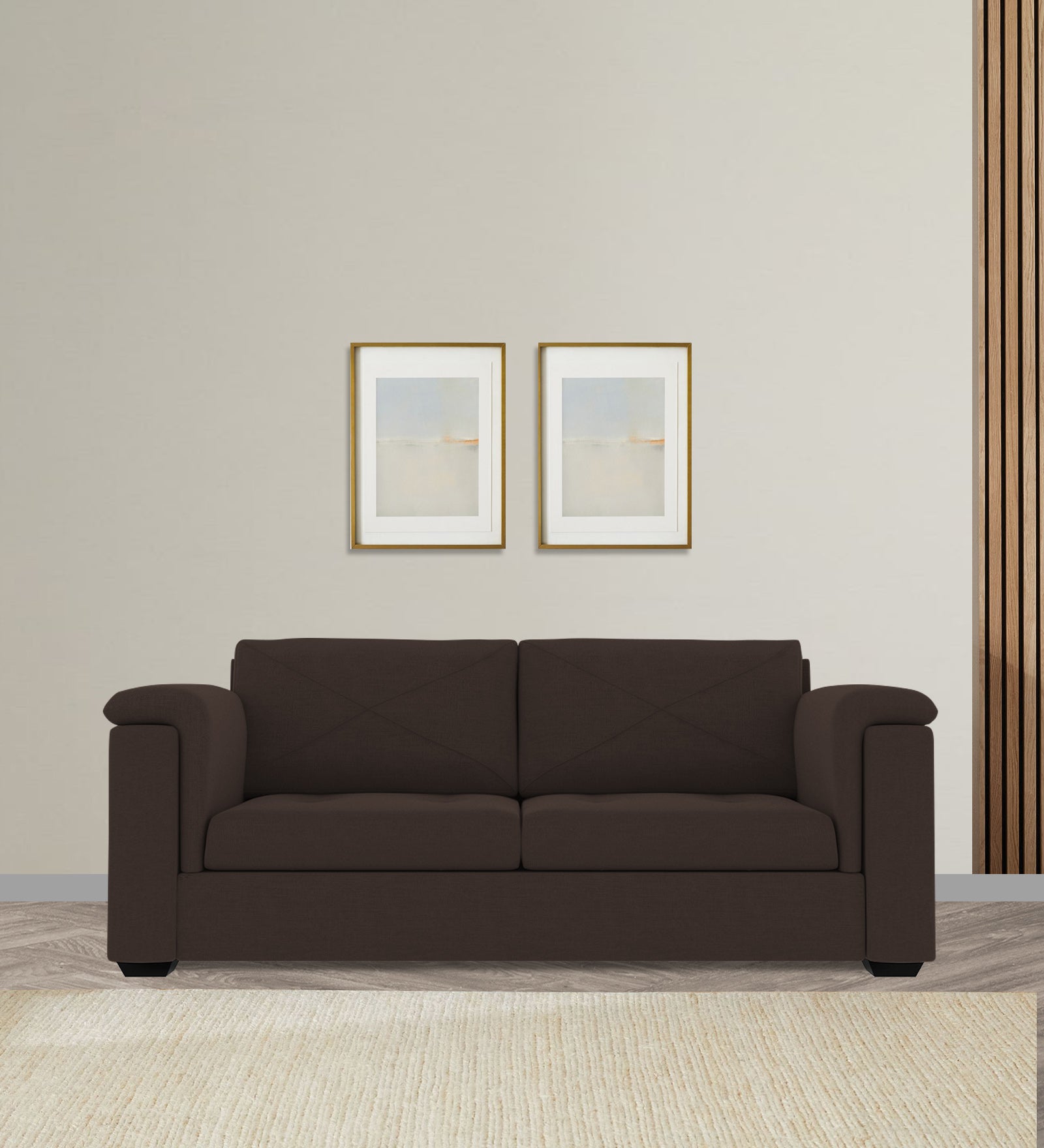 Andres Fabric 3 Seater Sofa In Coco Brown Colour - Febonic Living