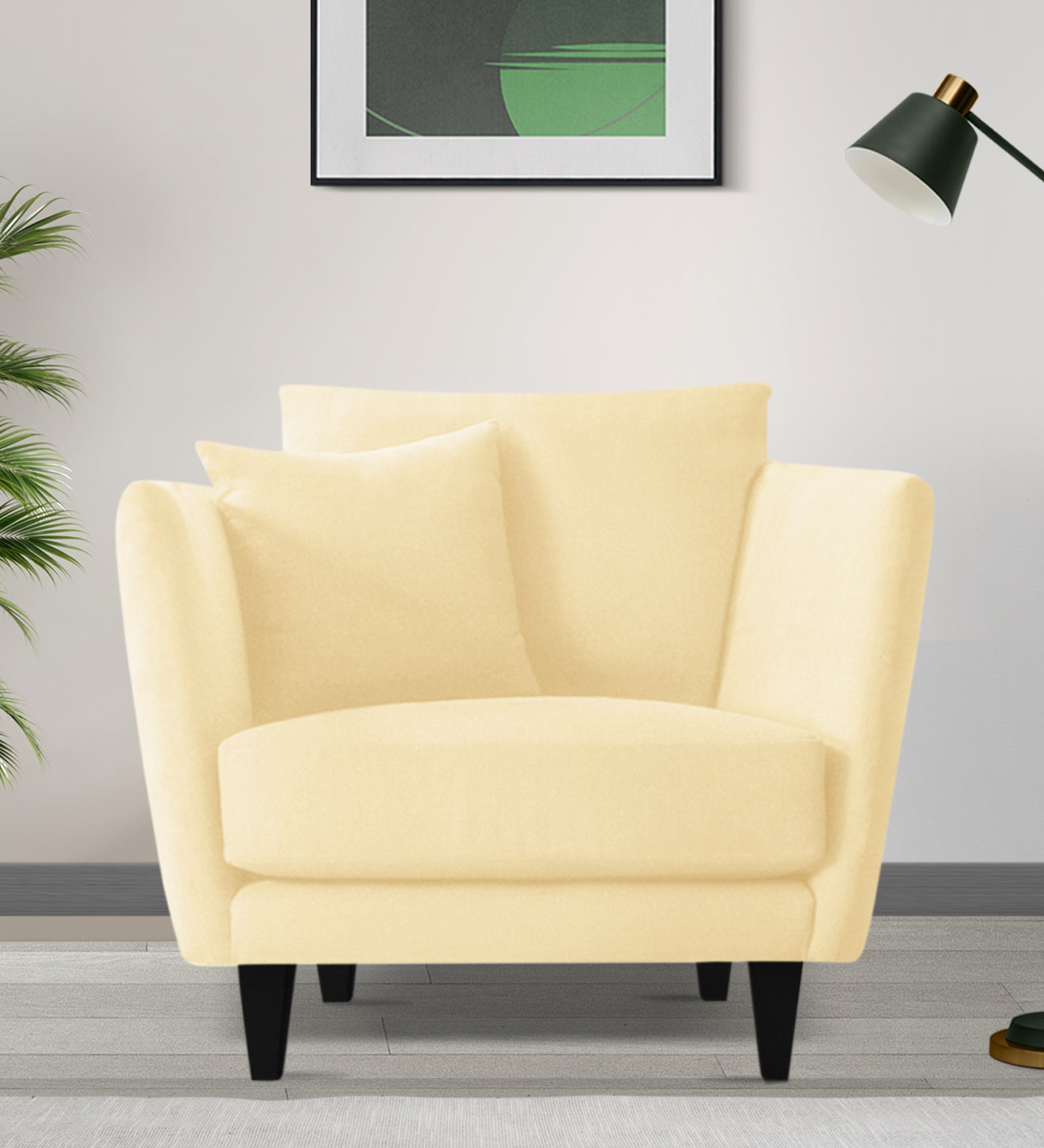 Norway Velvet 1 Seater Sofa In Sandy Beige Colour - Febonic Living