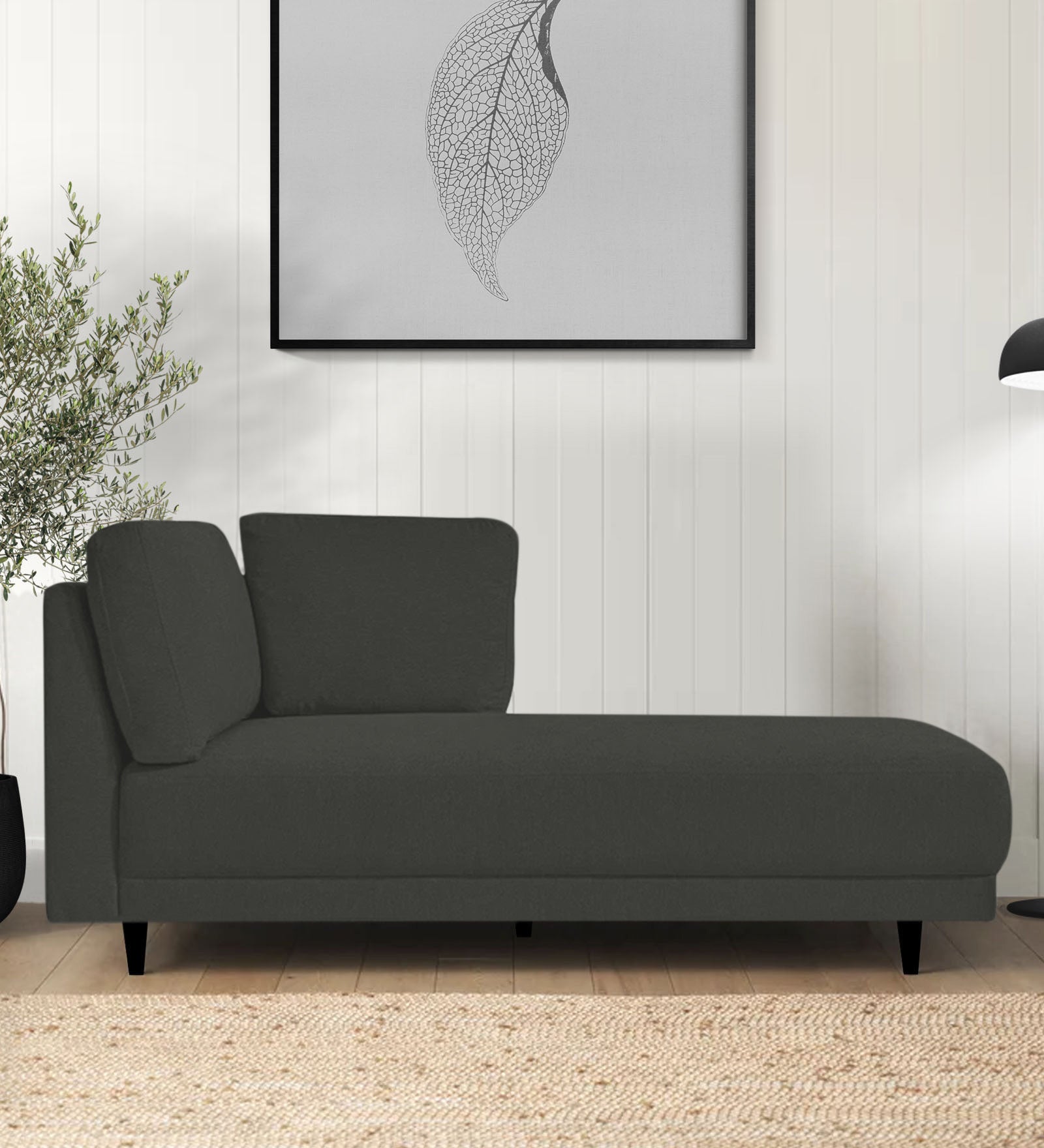 Jonze Velvet RHS Chaise Lounger In Hory Grey Colour - Febonic Living