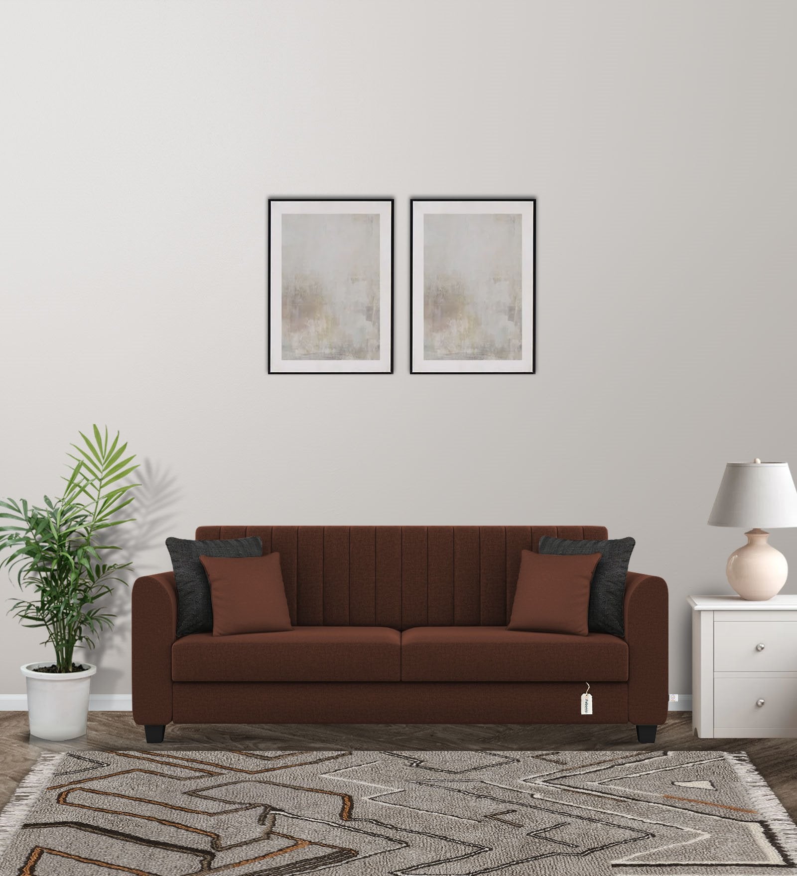 Cosmic Fabric 3 Seater Sofa In Coffee Brown Colour - Febonic Living