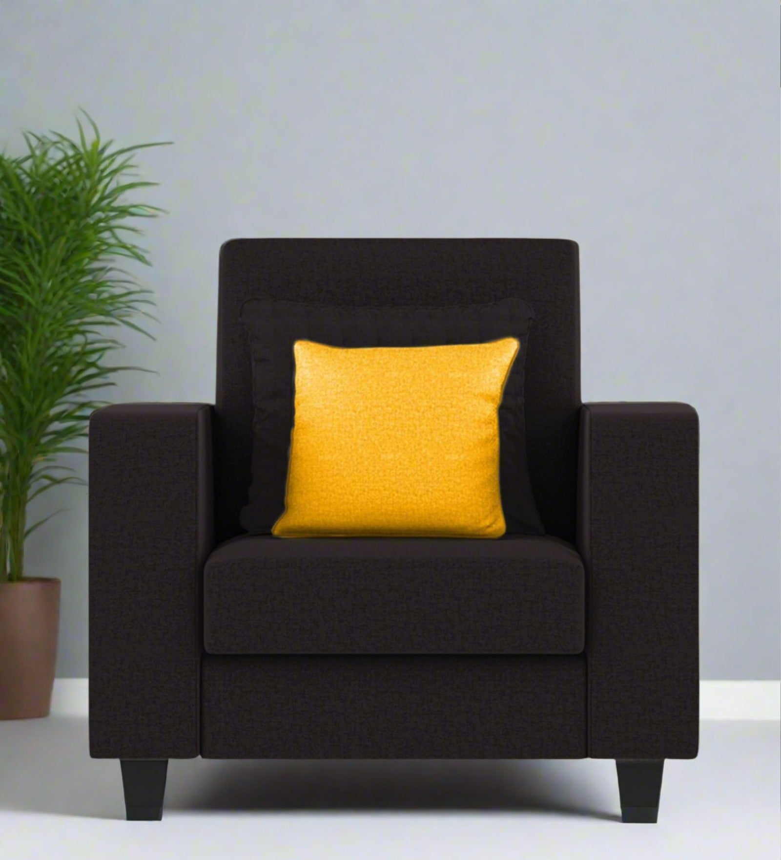 Nabi Fabric 1 Seater Sofa In Cara Brown Colour - Febonic Living