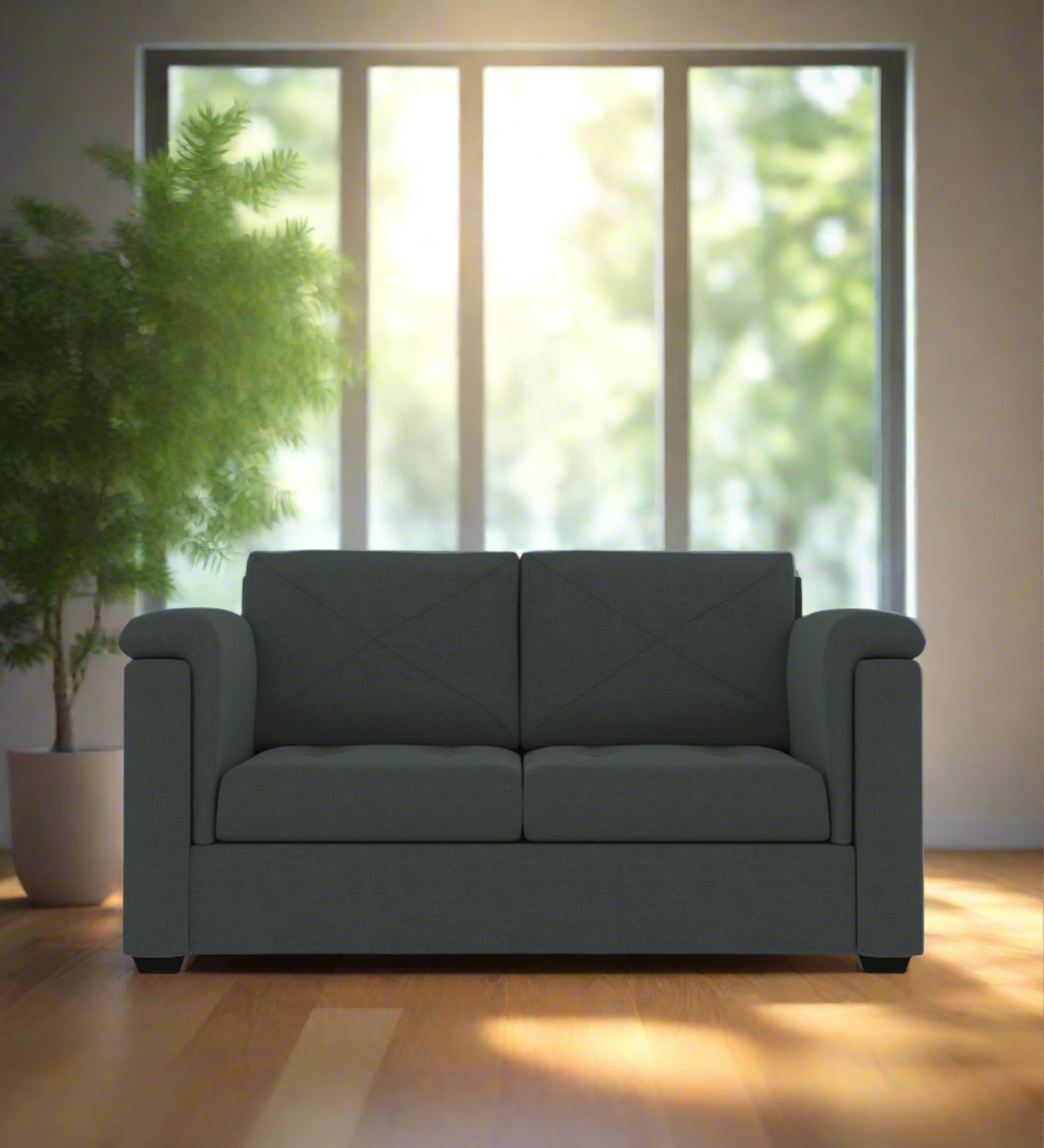 Andres Fabric 2 Seater Sofa In Dub Grey Colour - Febonic Living