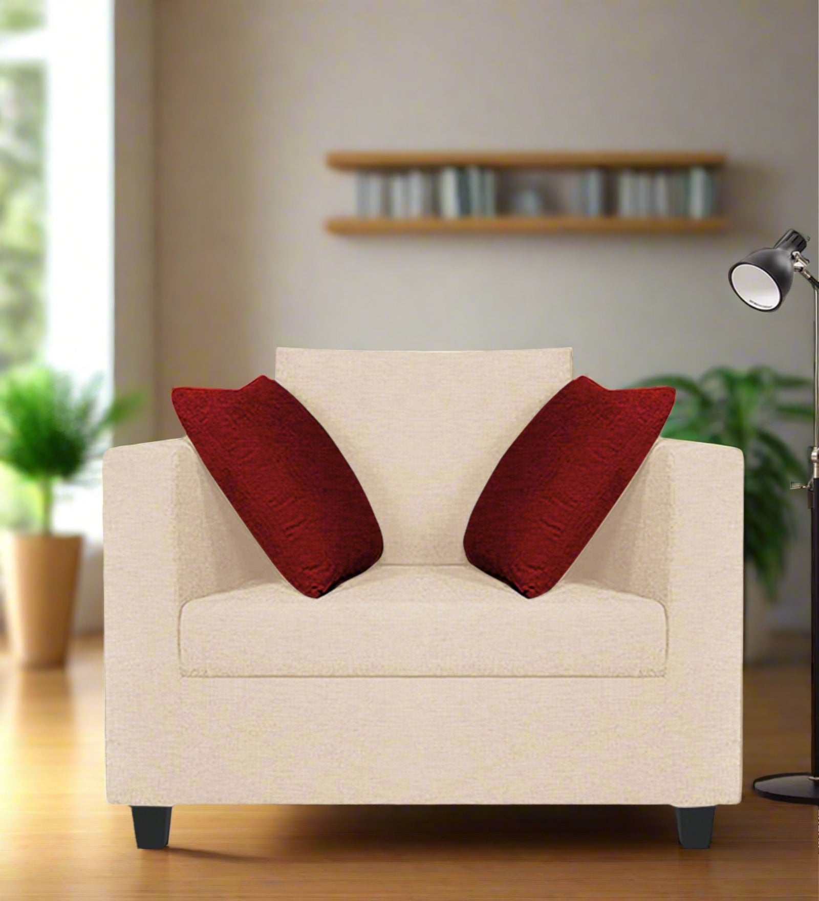 Nuska Fabric 1 Seater Sofa In Woom Beige Colour - Febonic Living