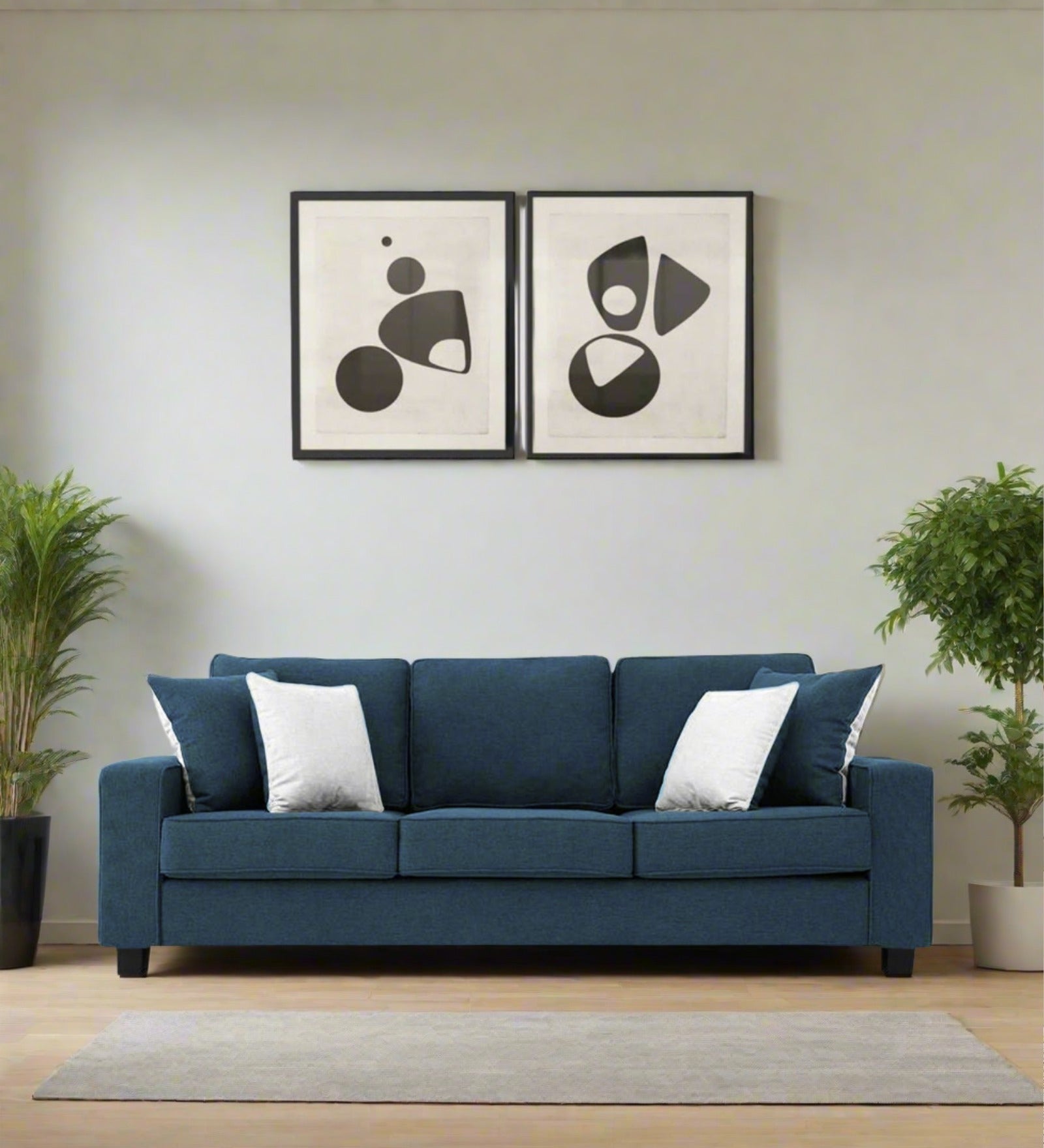 Ladybug Fabric 3 Seater Sofa In Light Blue Colour - Febonic Living