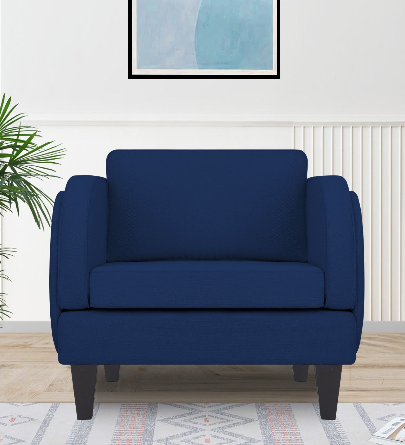 Siddy Fabric 1 Seater Sofa in Royal Blue Colour